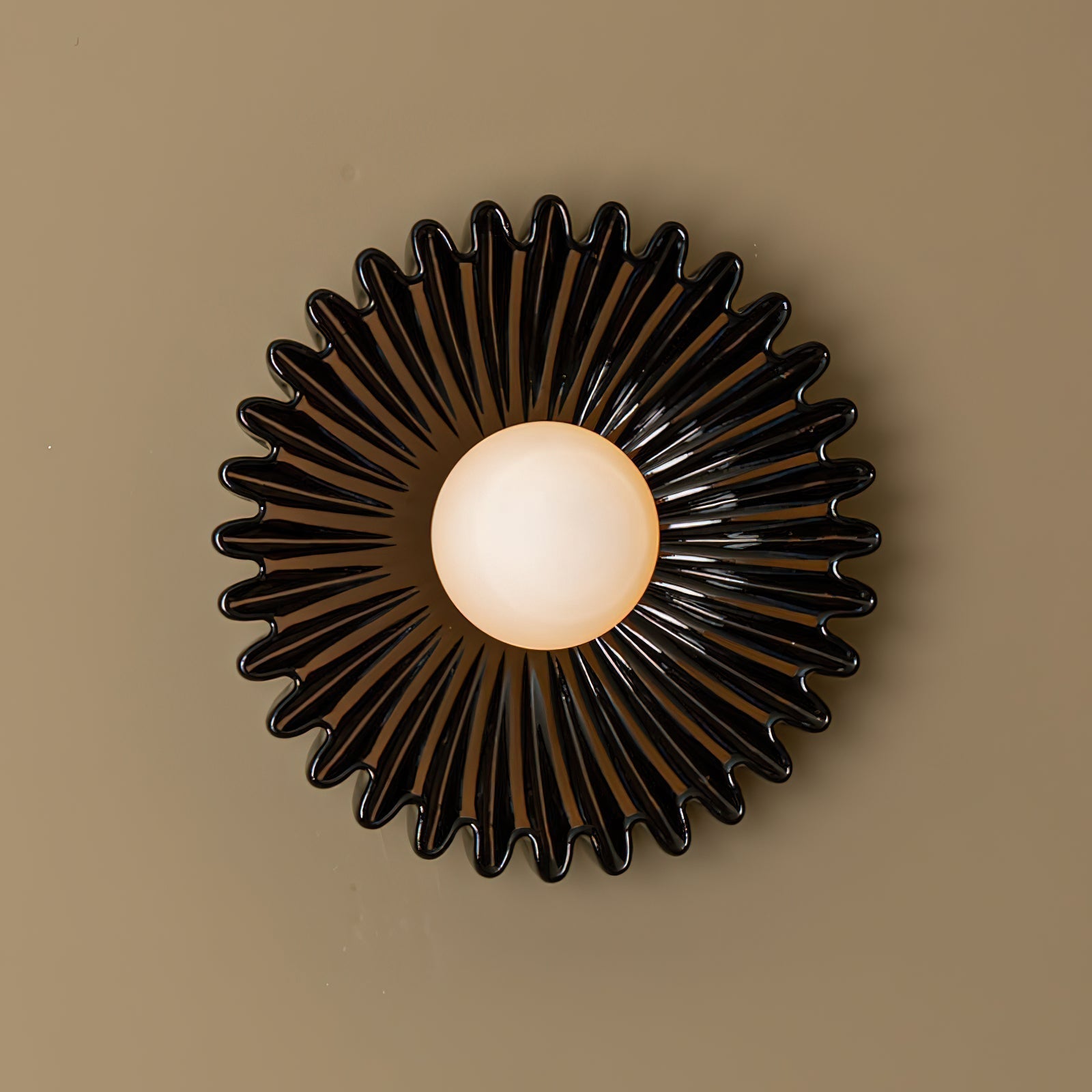 Wall Lamp Ceramics and Glass Dark Green White Black Beige Sculptural