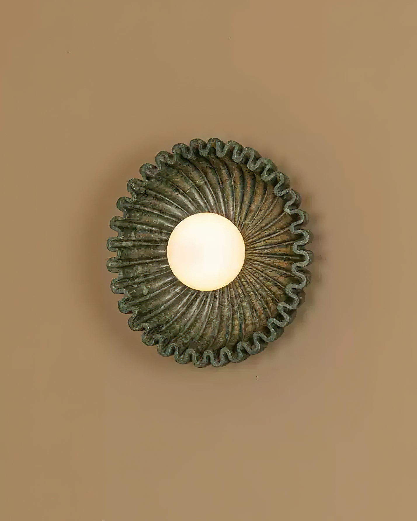 Wall Lamp Ceramics and Glass Dark Green White Black Beige Sculptural