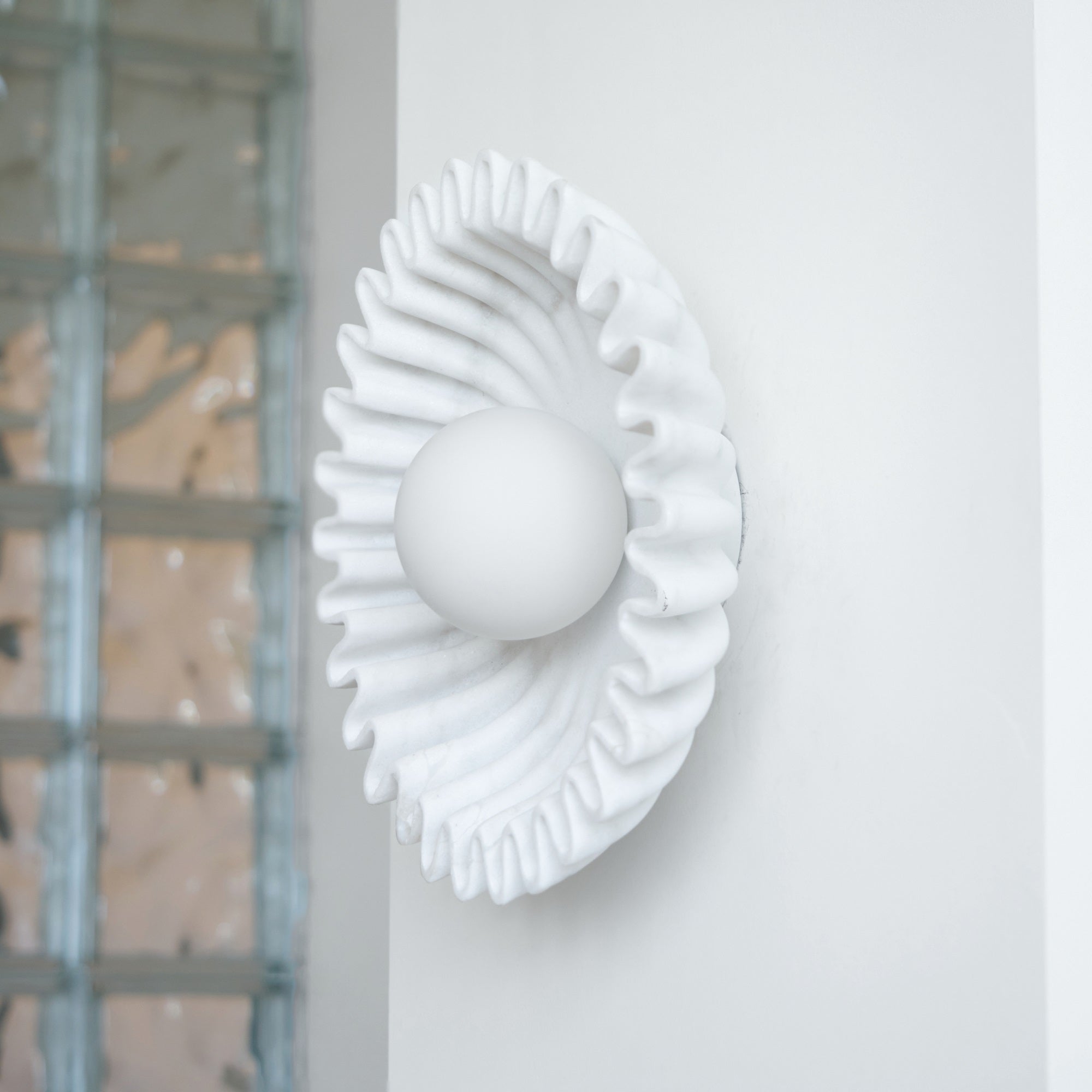 Wall Lamp Ceramics and Glass Dark Green White Black Beige Sculptural