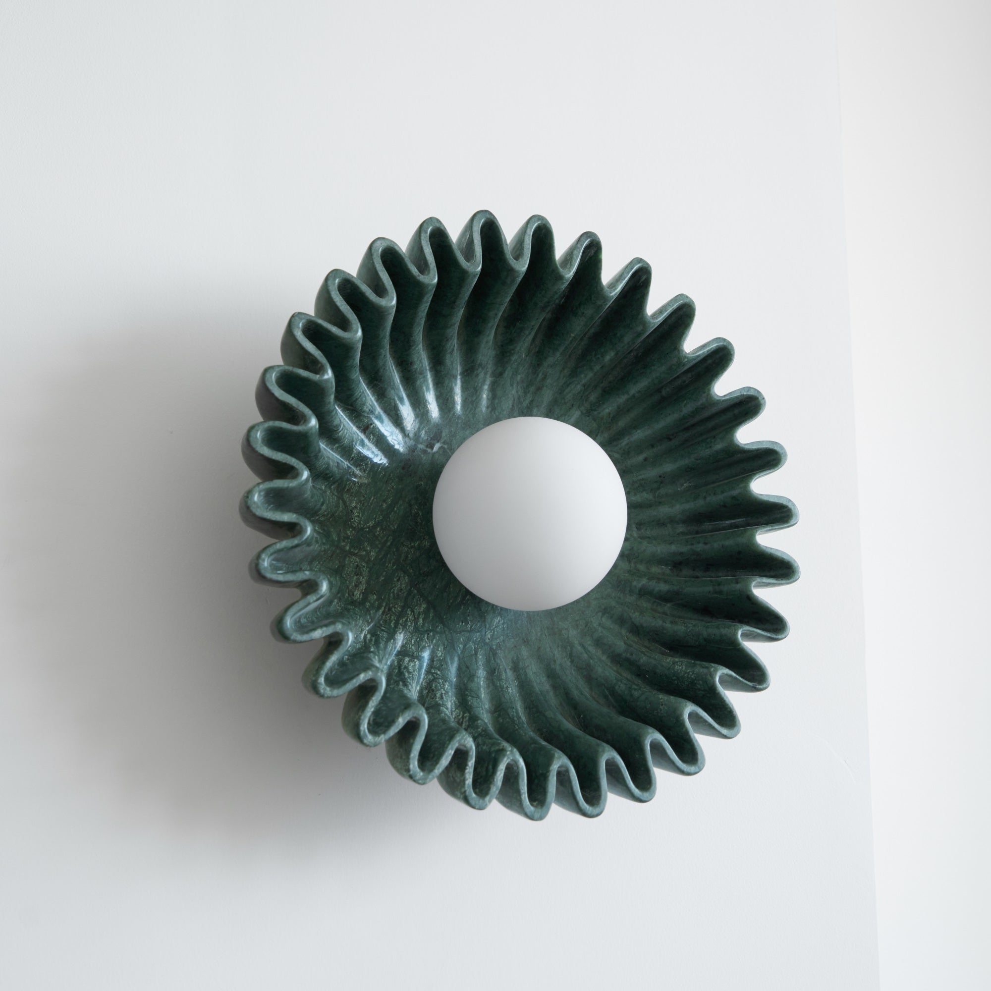 Wall Lamp Ceramics and Glass Dark Green White Black Beige Sculptural