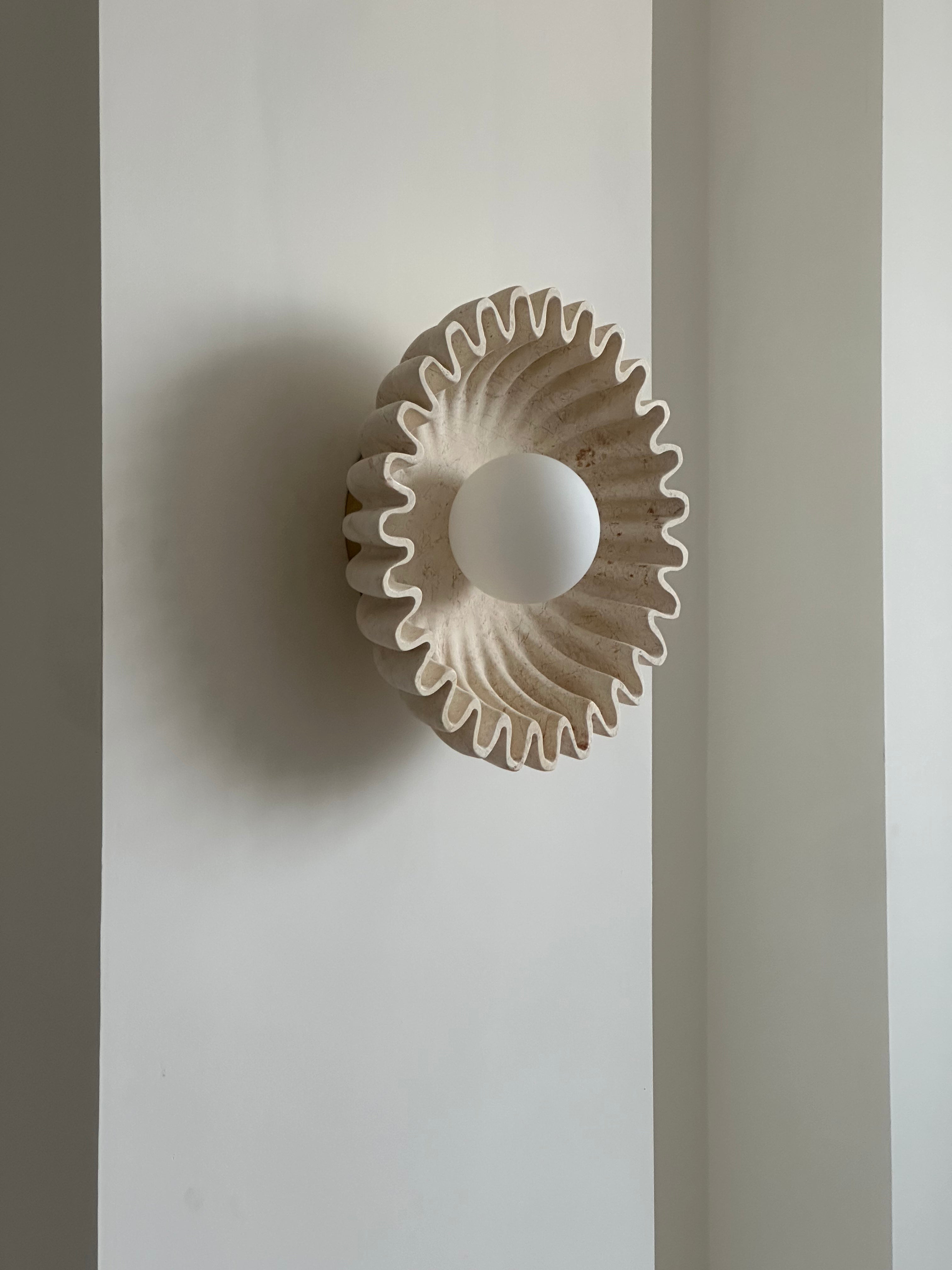 Wall Lamp Ceramics and Glass Dark Green White Black Beige Sculptural