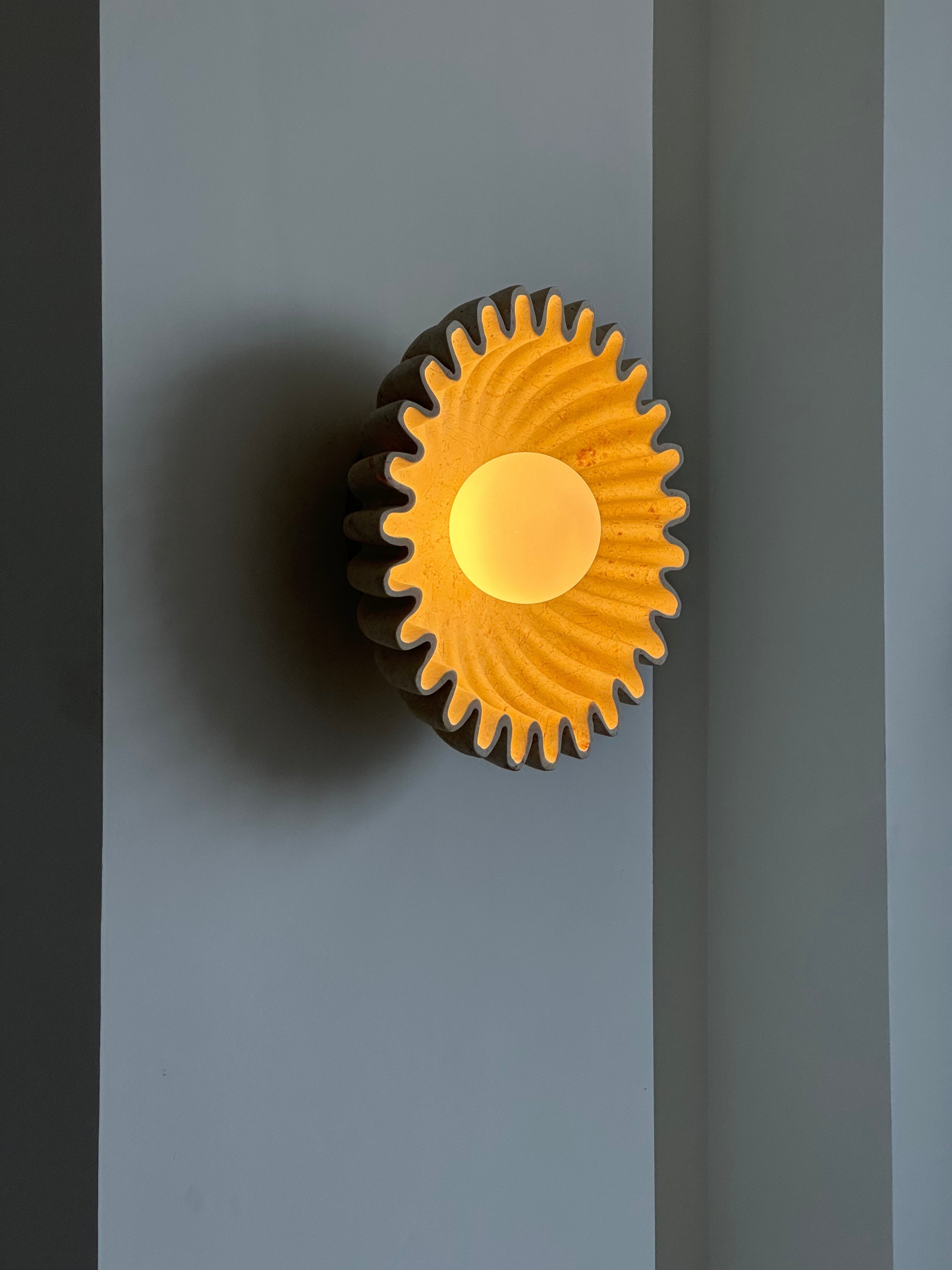 Wall Lamp Ceramics and Glass Dark Green White Black Beige Sculptural