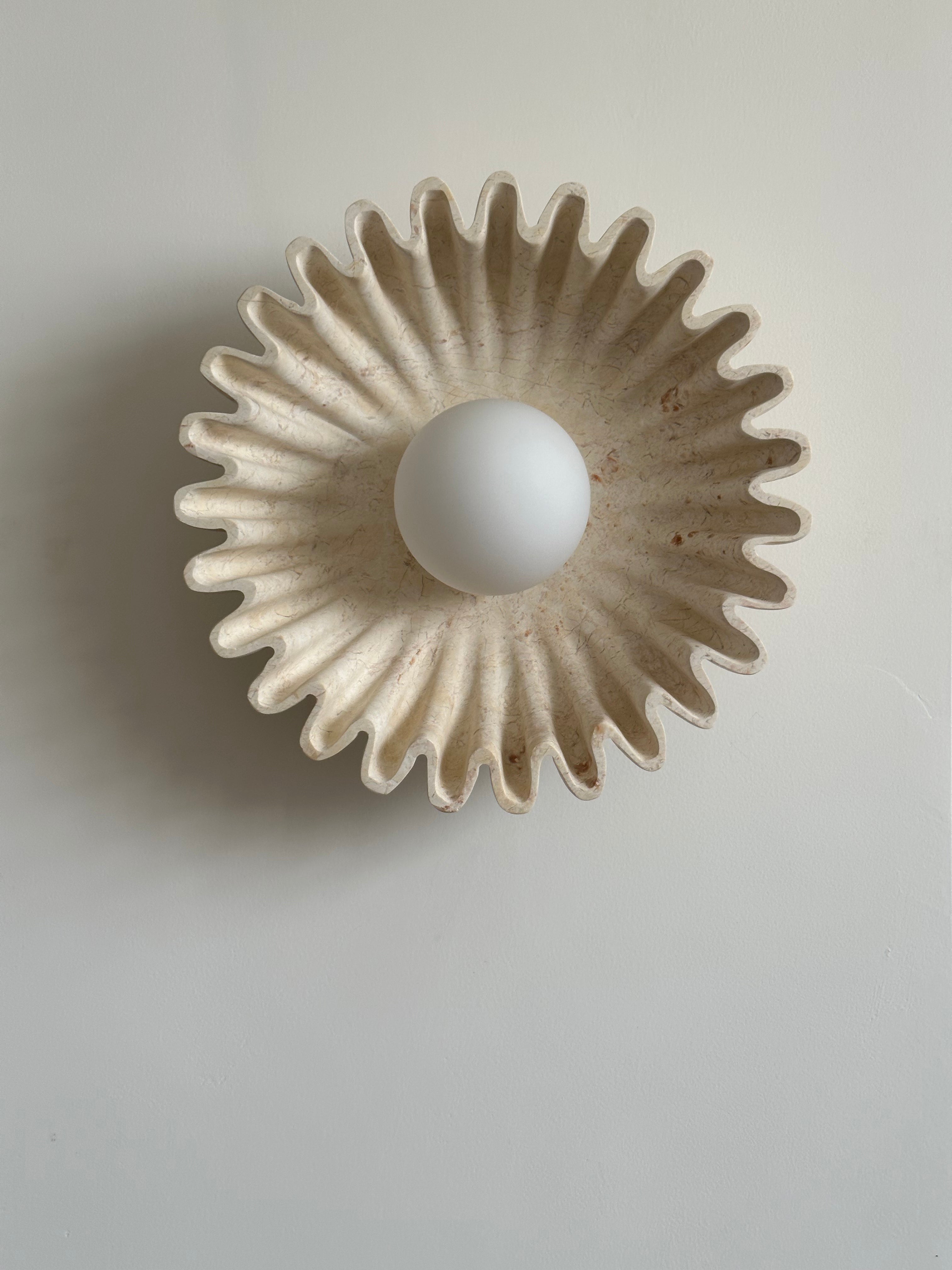 Wall Lamp Ceramics and Glass Dark Green White Black Beige Sculptural