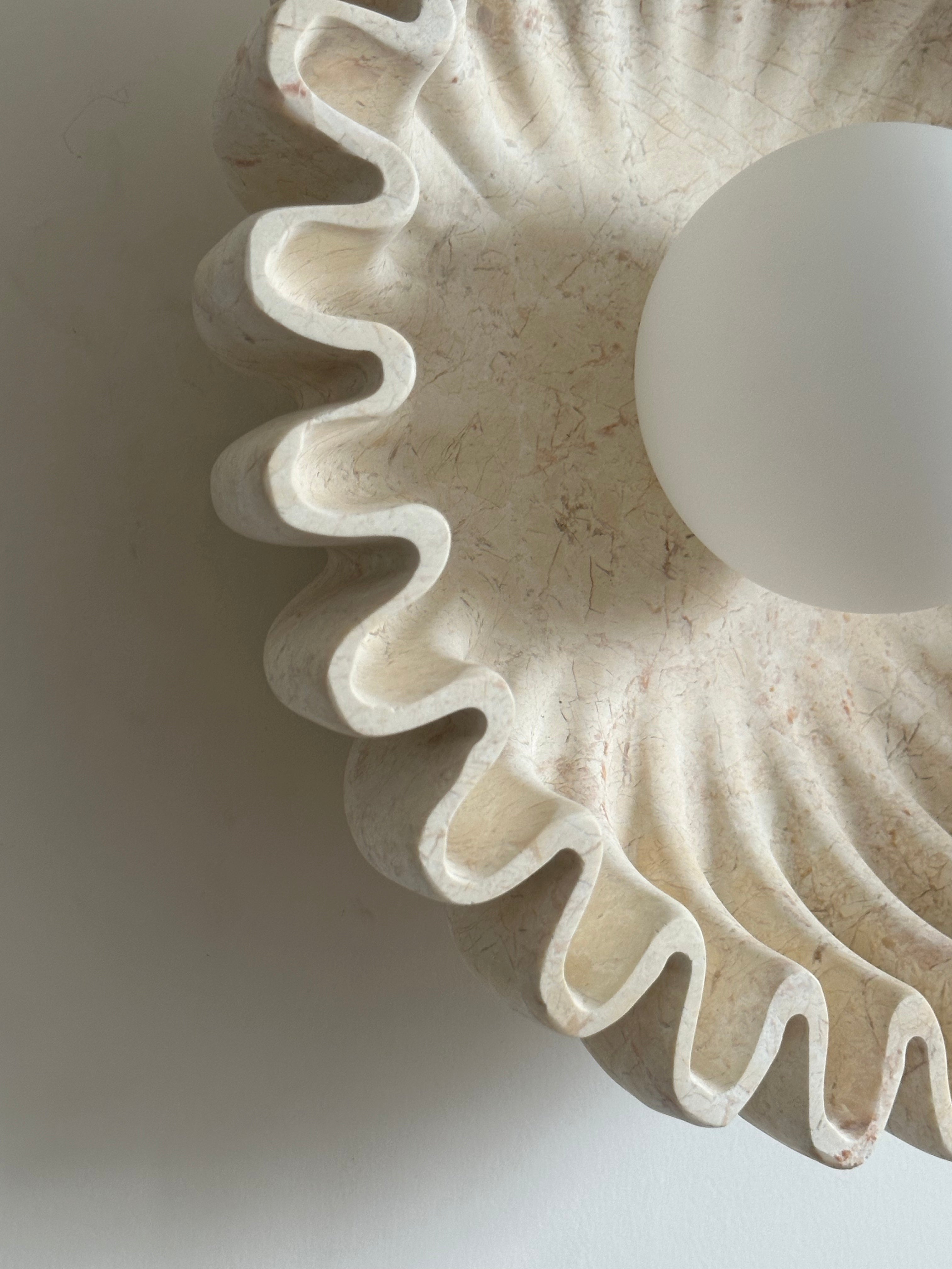 Wall Lamp Ceramics and Glass Dark Green White Black Beige Sculptural