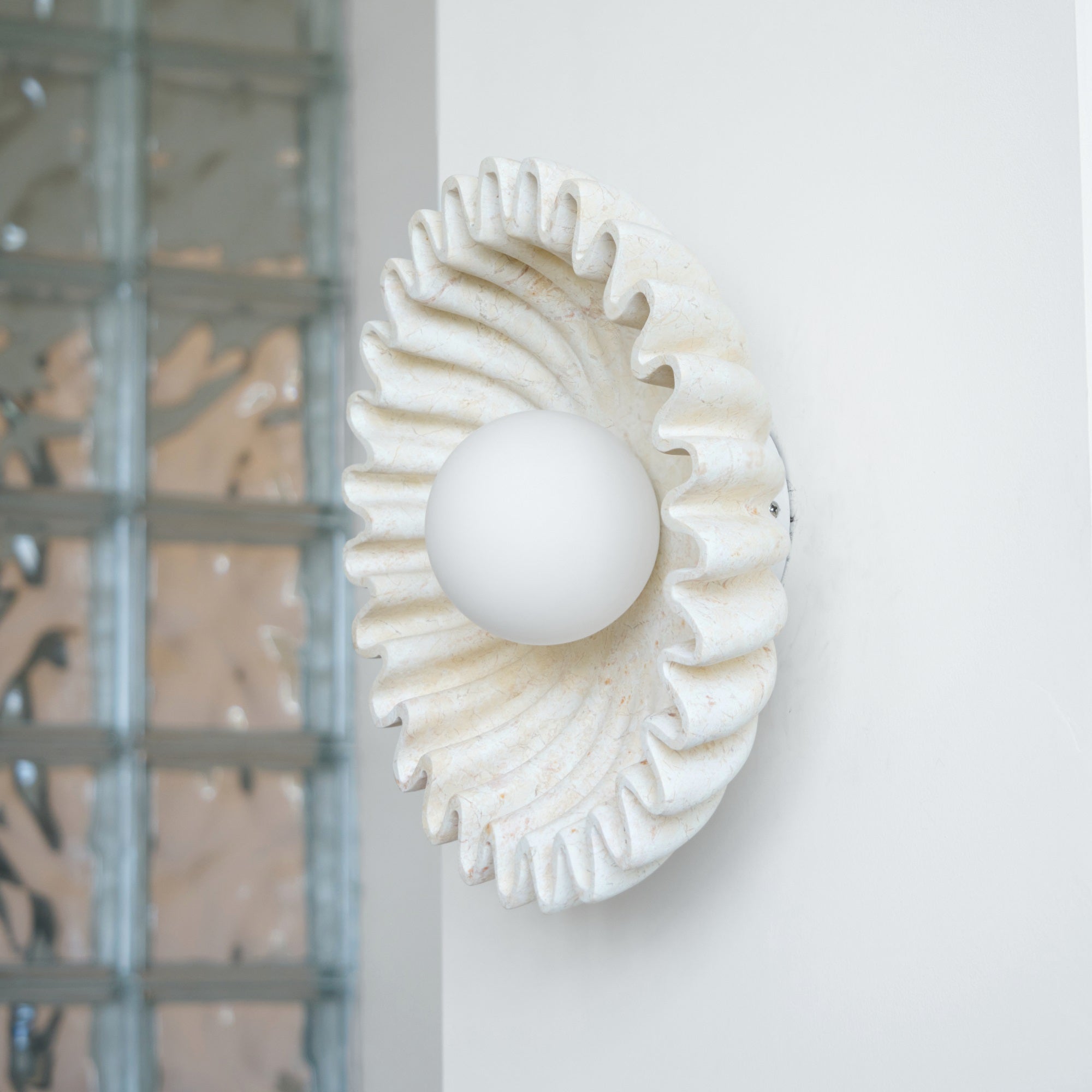 Wall Lamp Ceramics and Glass Dark Green White Black Beige Sculptural