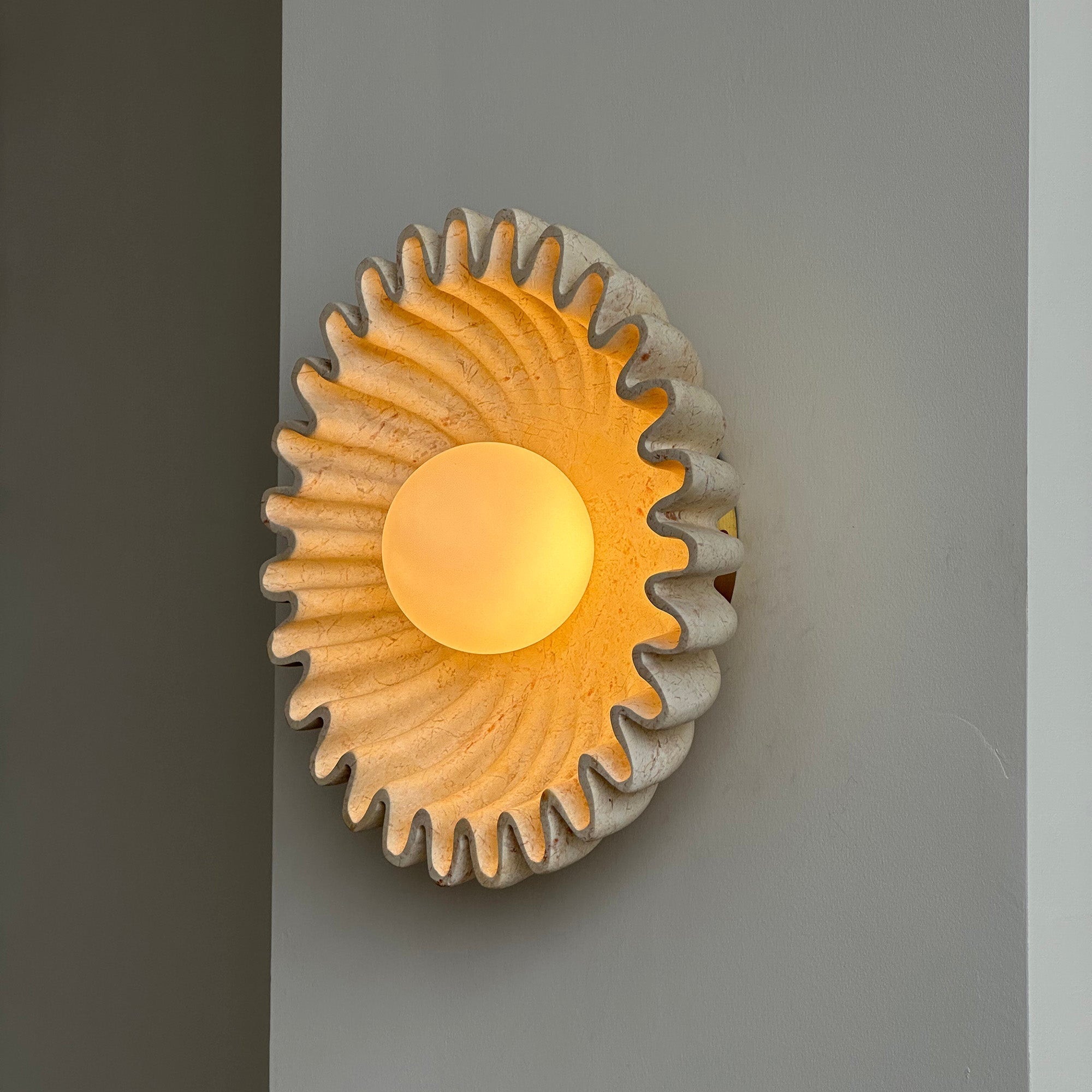 Wall Lamp Ceramics and Glass Dark Green White Black Beige Sculptural