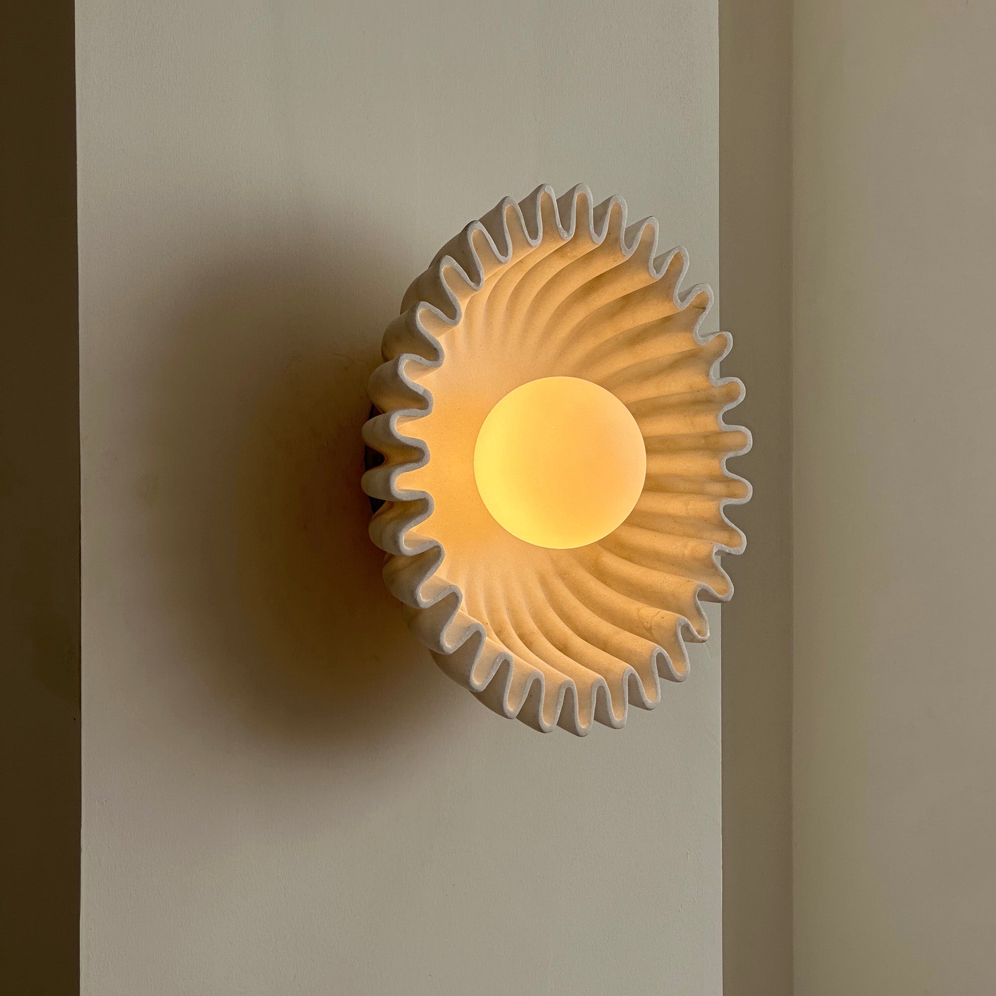 Wall Lamp Ceramics and Glass Dark Green White Black Beige Sculptural