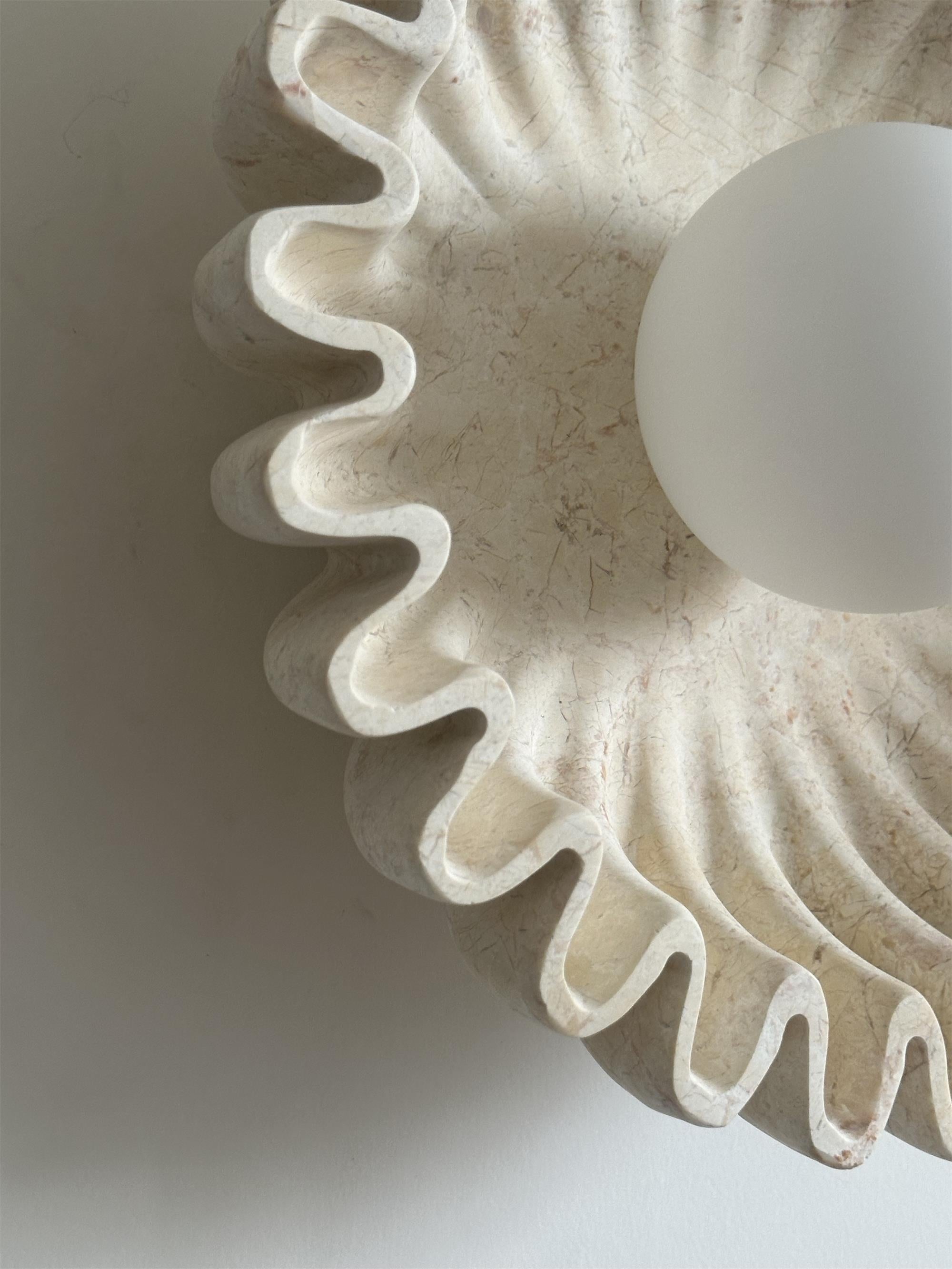 Wall Lamp Ceramics and Glass Dark Green White Black Beige Sculptural