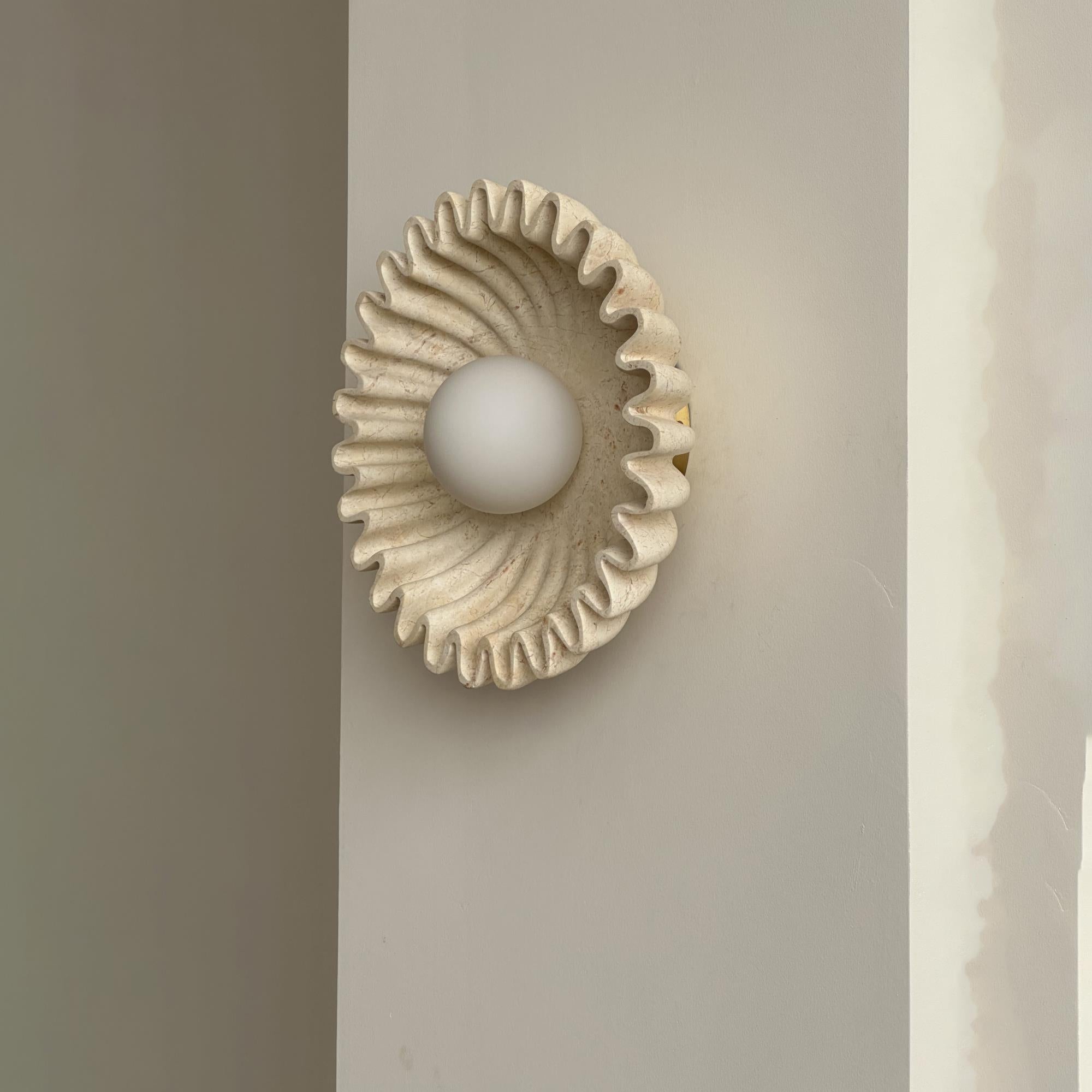 Wall Lamp Ceramics and Glass Dark Green White Black Beige Sculptural