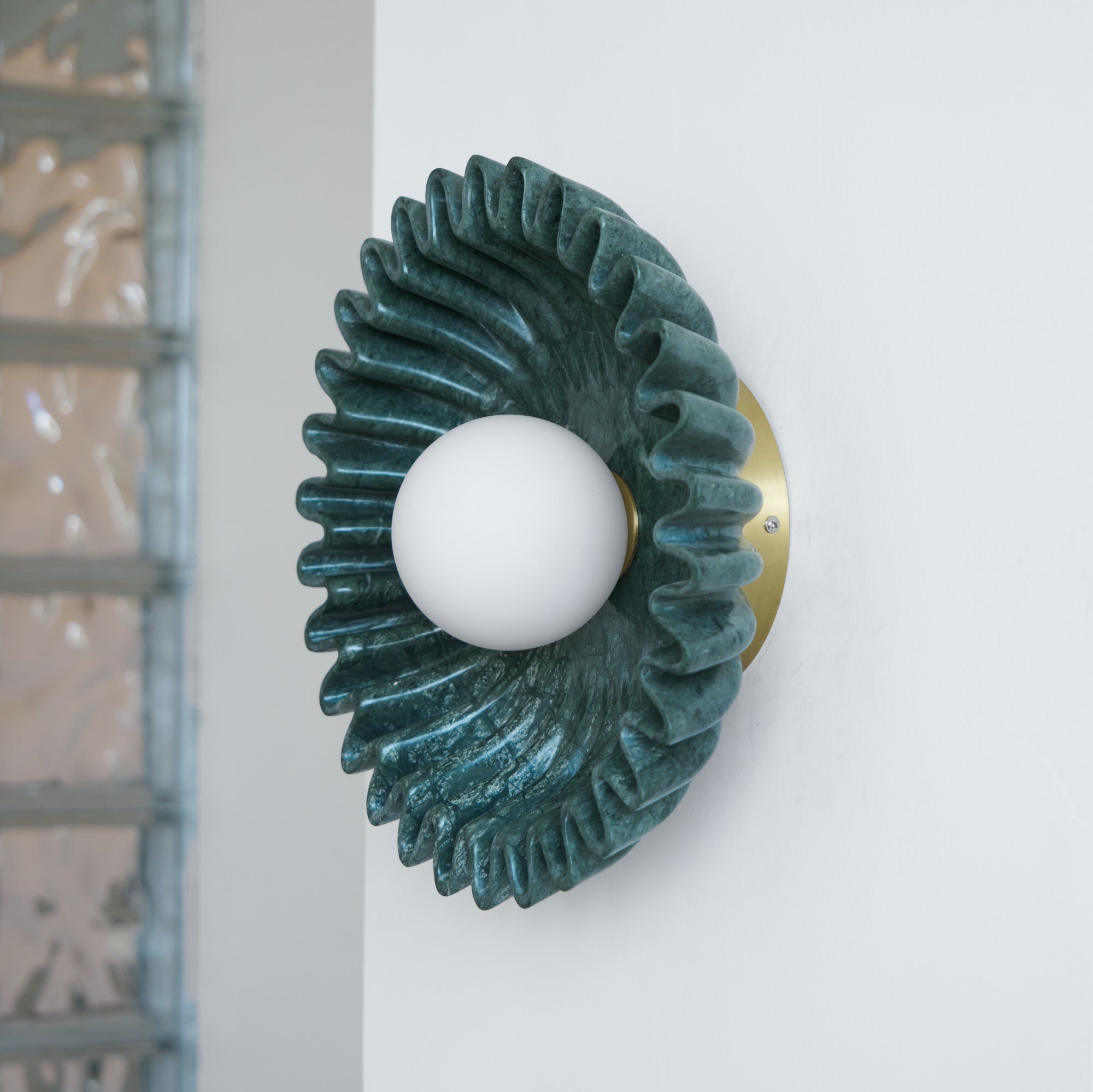 Wall Lamp Ceramics and Glass Dark Green White Black Beige Sculptural