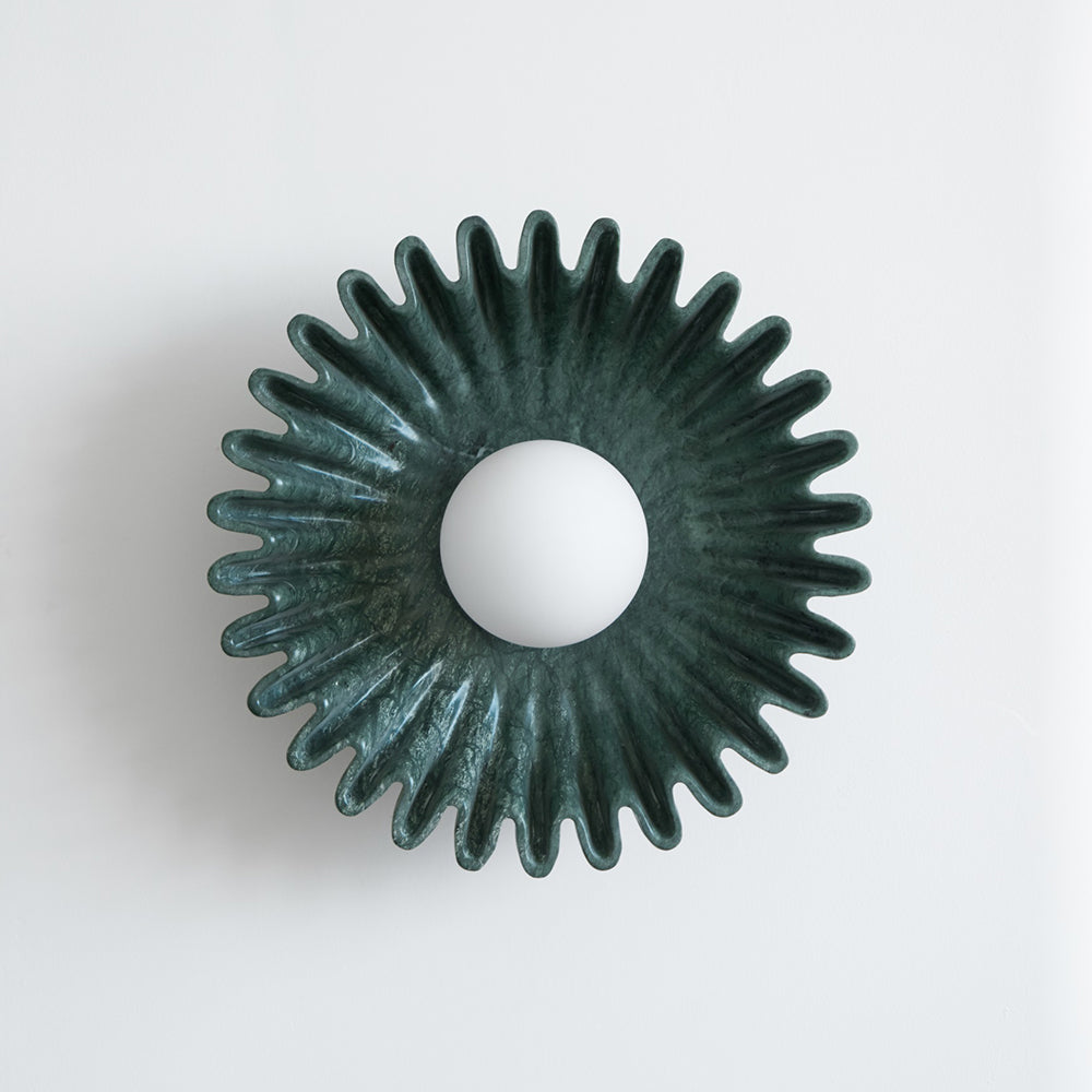 Wall Lamp Ceramics and Glass Dark Green White Black Beige Sculptural