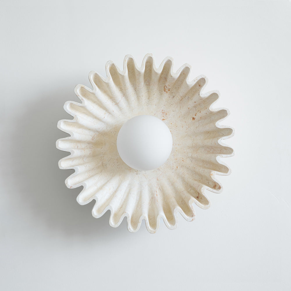 Wall Lamp Ceramics and Glass Dark Green White Black Beige Sculptural