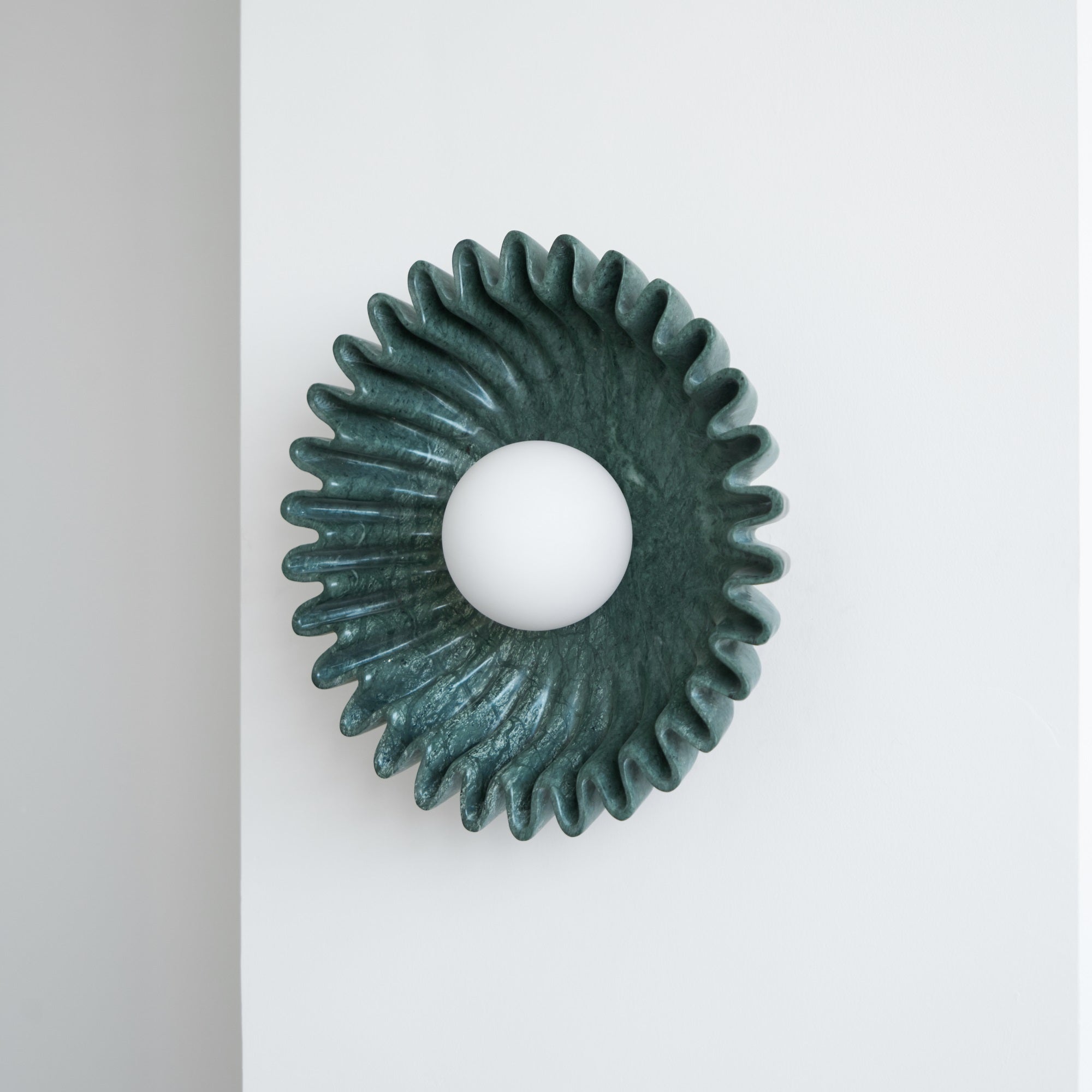 Wall Lamp Ceramics and Glass Dark Green White Black Beige Sculptural