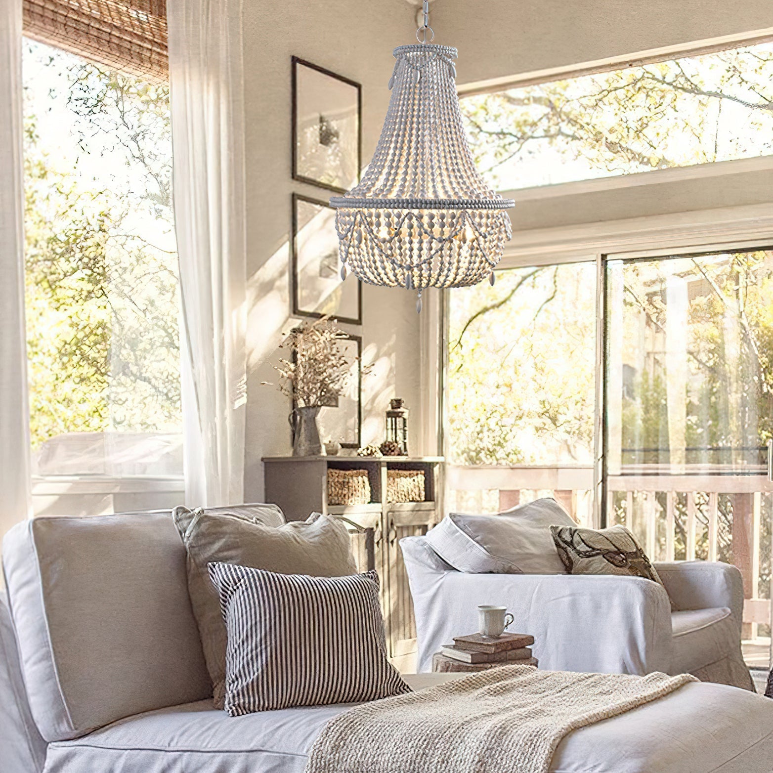 Eirikuvyu Postmodern Luxury Bead Metal Wood Chandelier