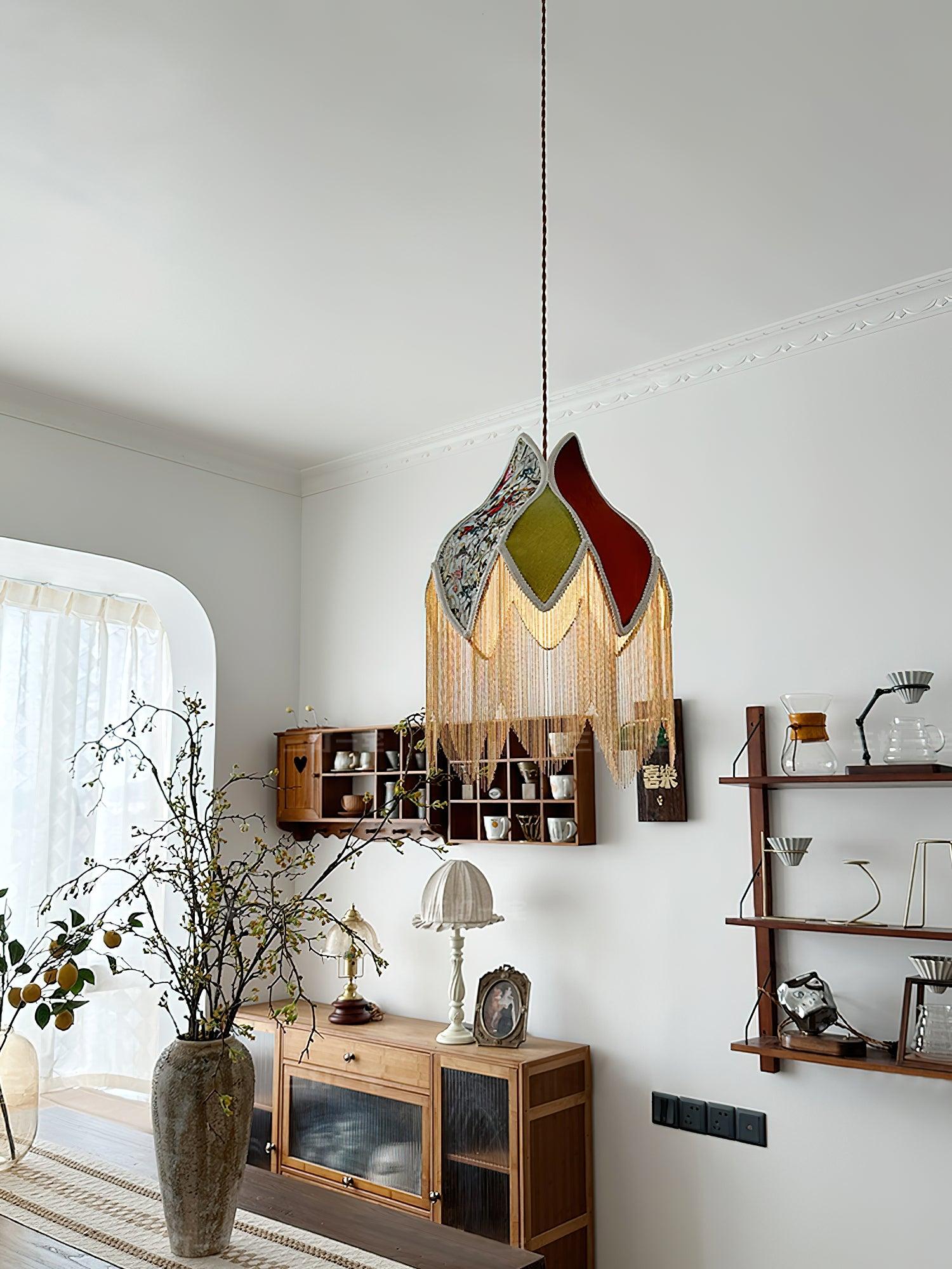 Yolvin Unique Fringed Pendant Lamp-Neutral Decor