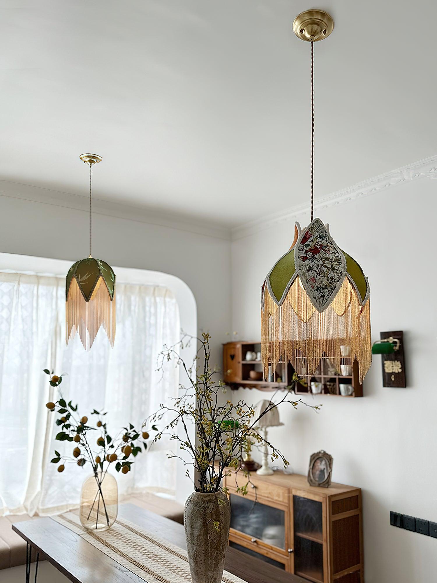 Yolvin Unique Fringed Pendant Lamp-Neutral Decor