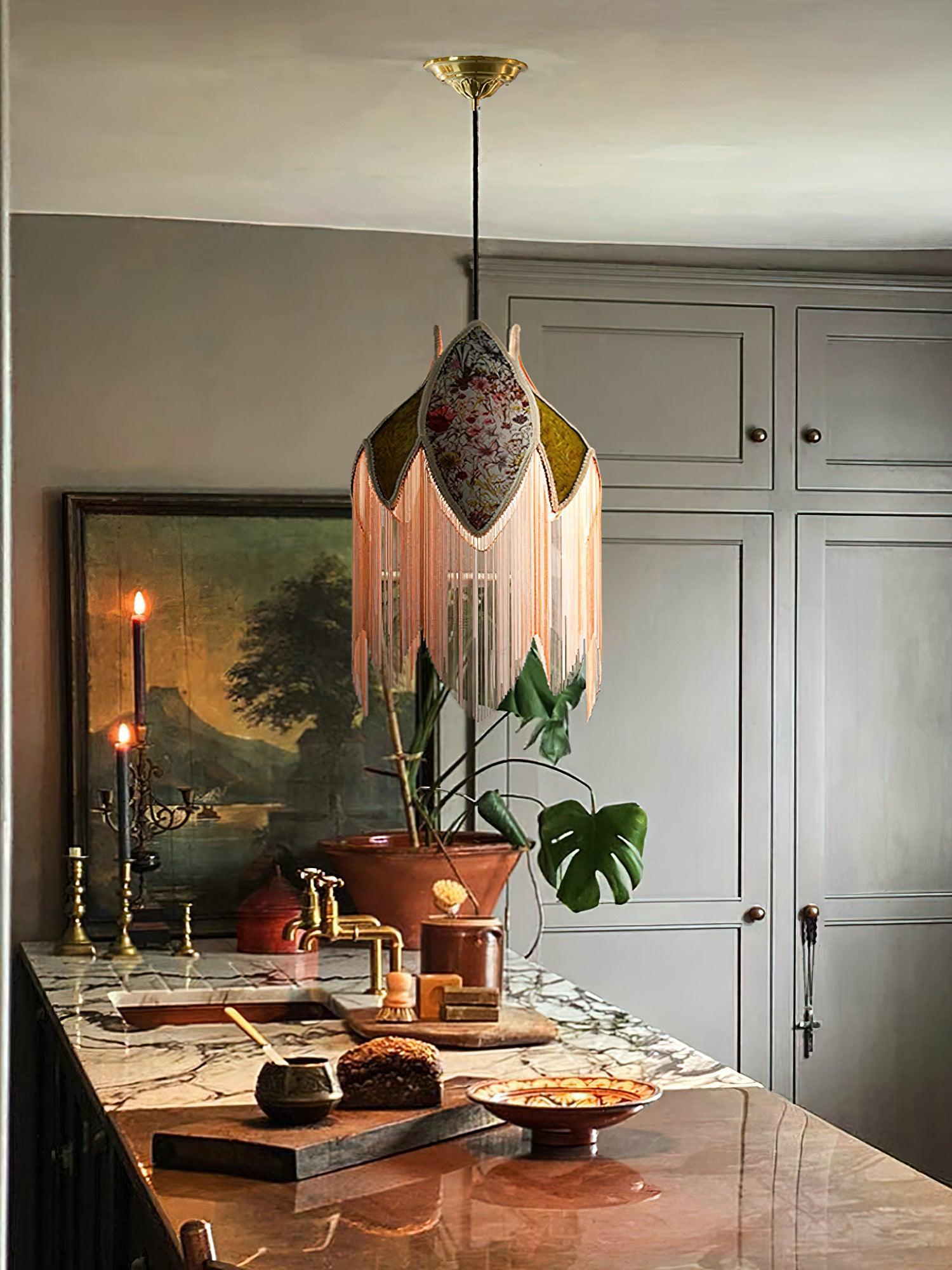 Yolvin Unique Fringed Pendant Lamp-Neutral Decor