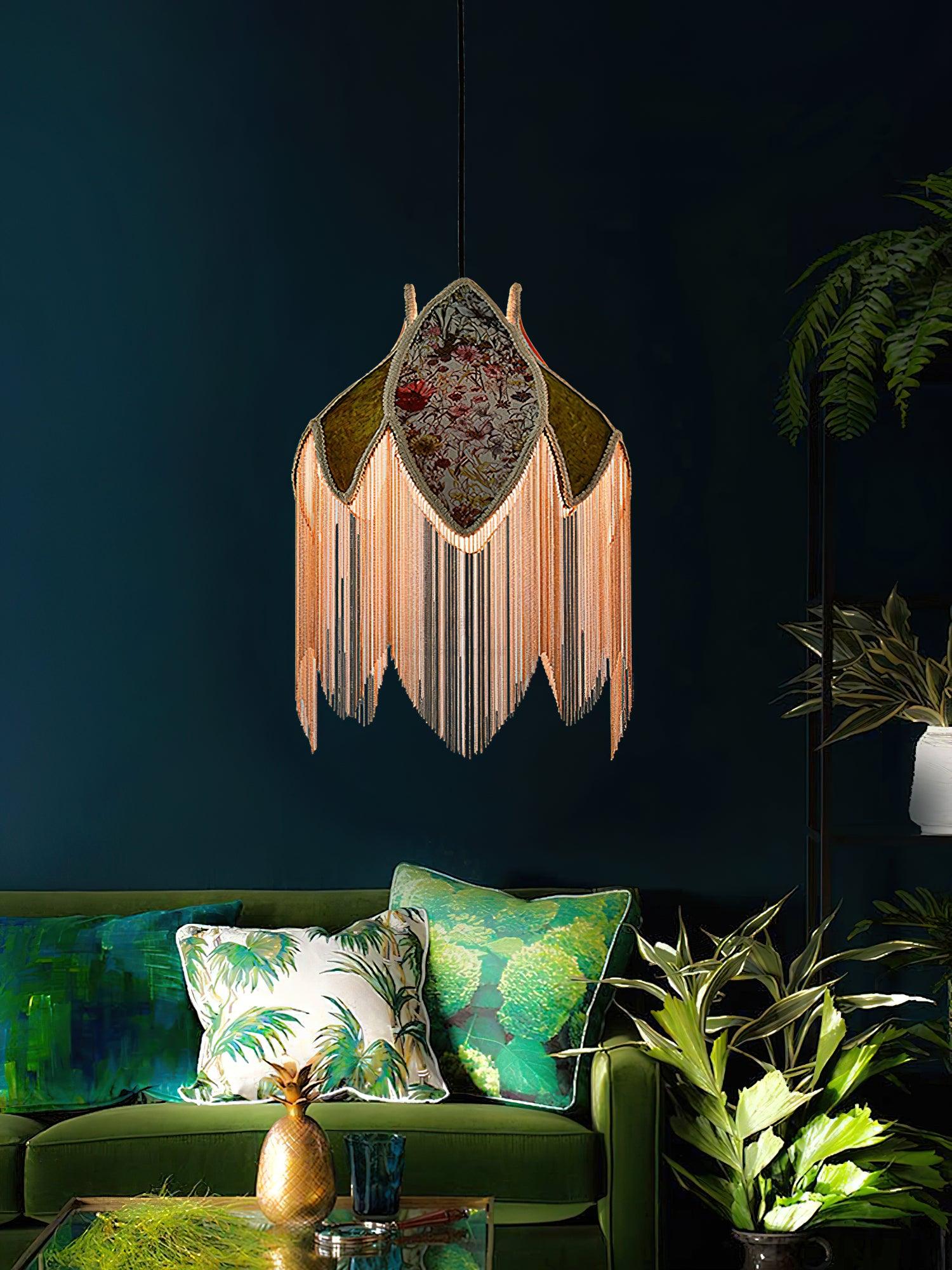 Yolvin Unique Fringed Pendant Lamp-Neutral Decor