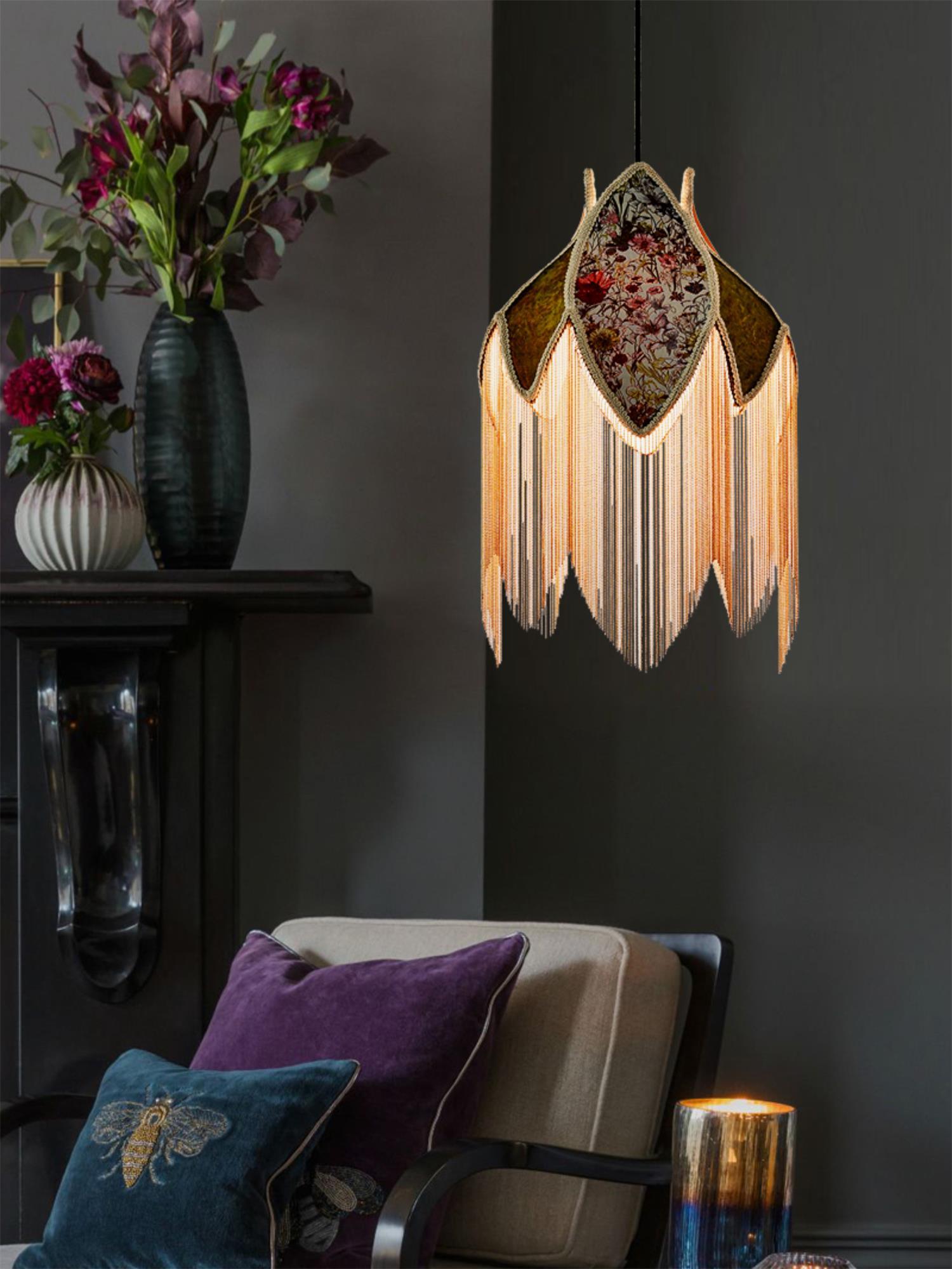 Yolvin Unique Fringed Pendant Lamp-Neutral Decor