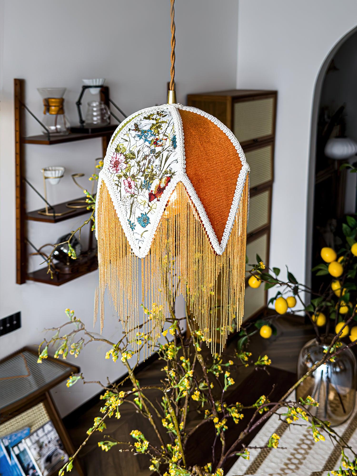 Yolvin Unique Fringed Pendant Lamp-Neutral Decor