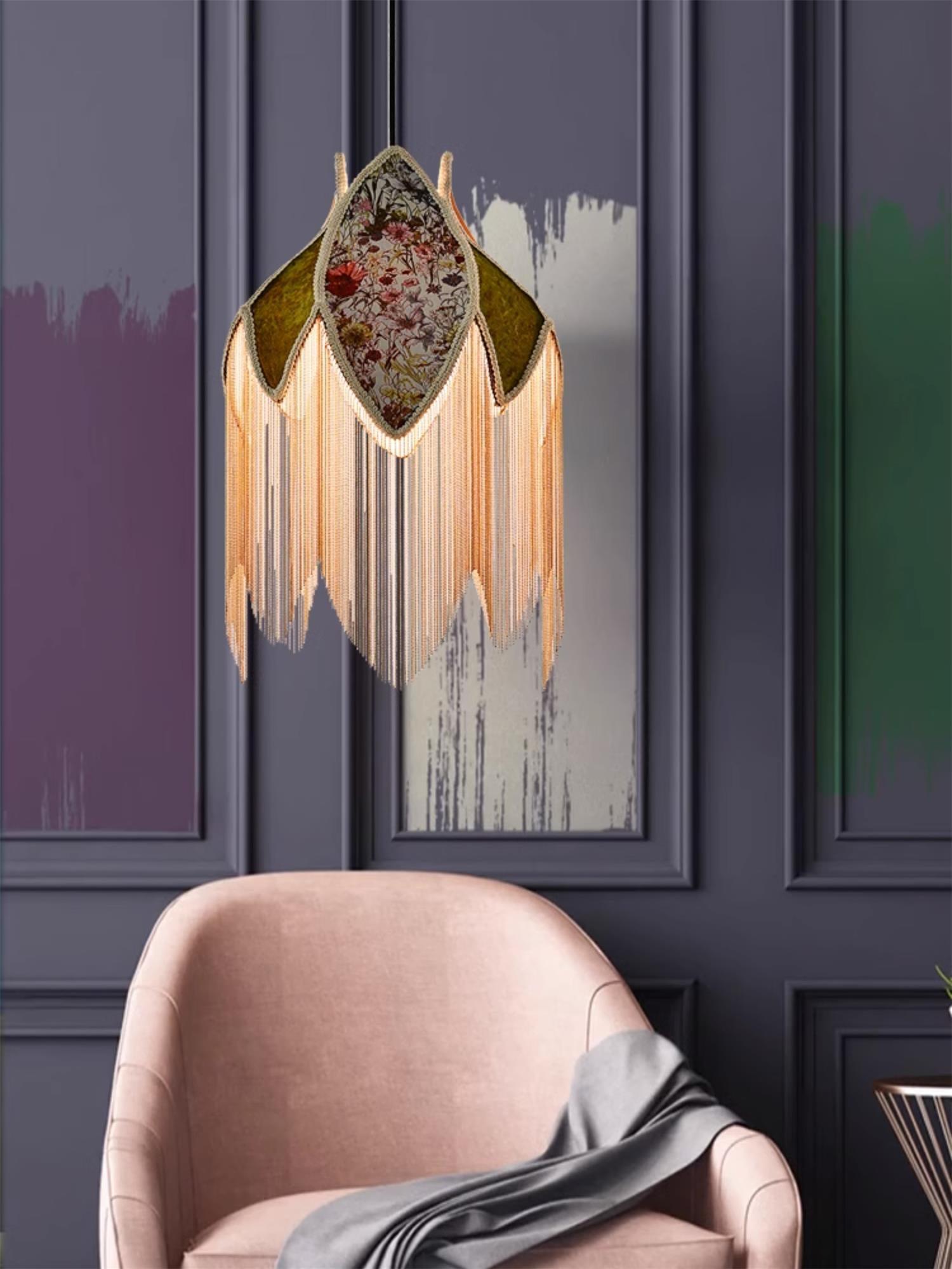 Yolvin Unique Fringed Pendant Lamp-Neutral Decor