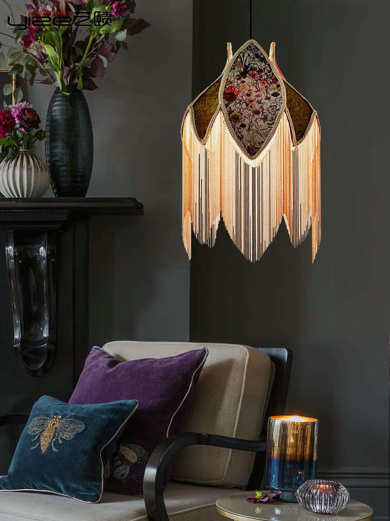 Yolvin Unique Fringed Pendant Lamp-Neutral Decor