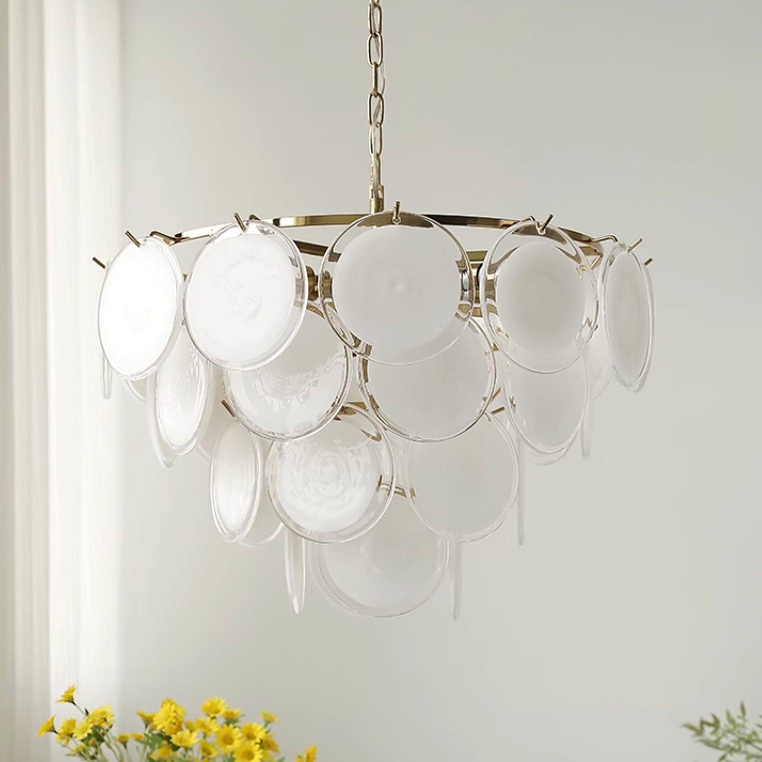 Esona Cascading Frosted Glass Discs Chandelier