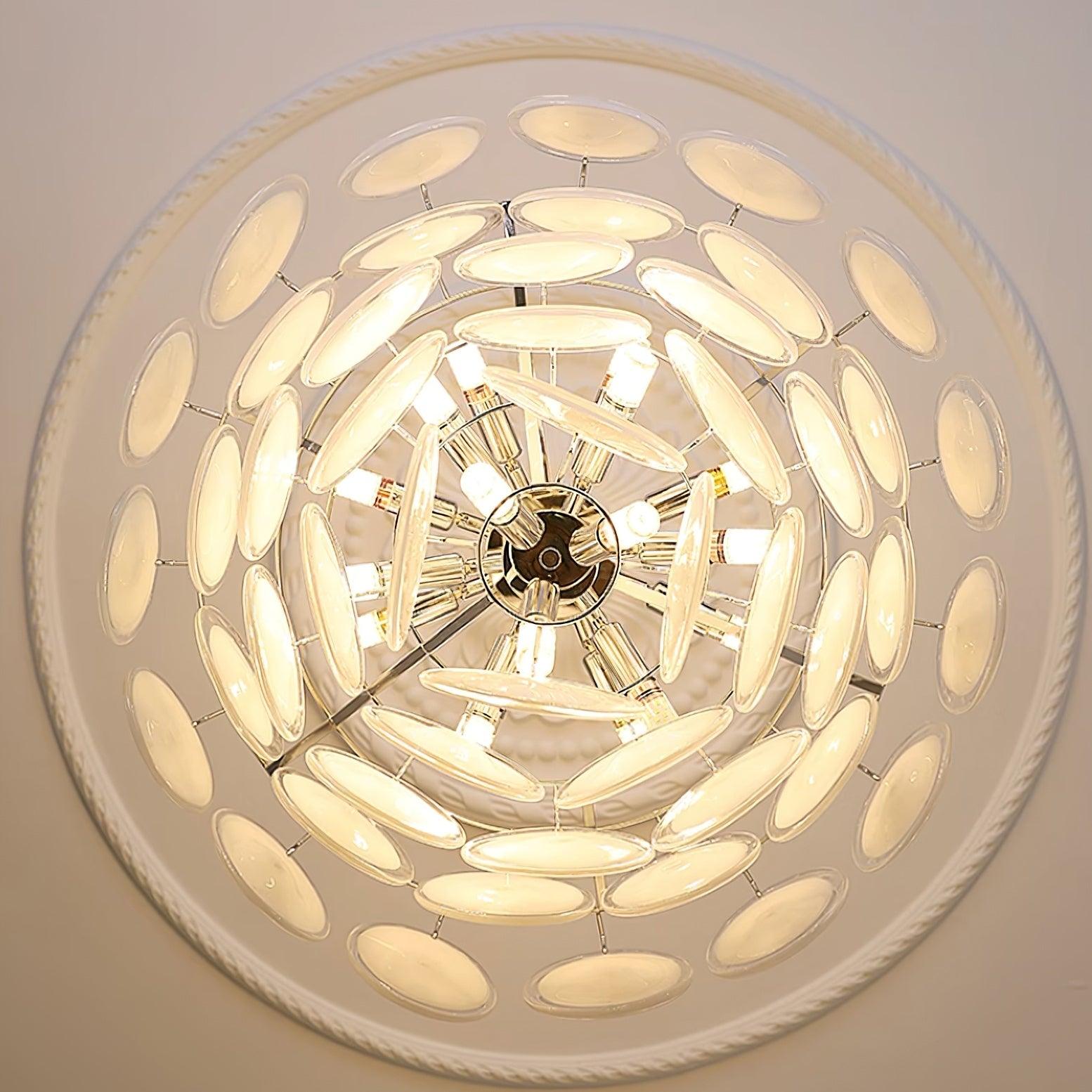 Lumirae Chandelier Cascading Frosted Glass Discs-Neutral Decor