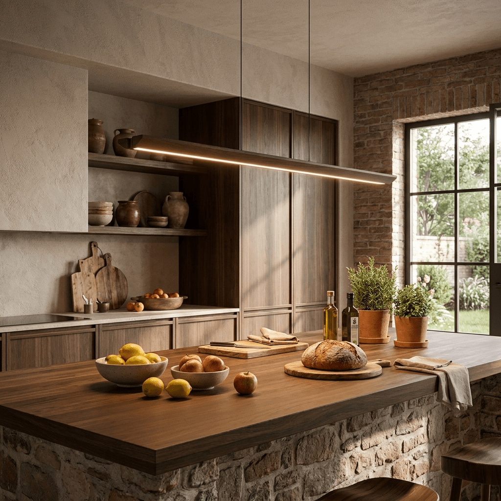 Beveled Wood Linear Pendant Lamp-Neutral Decor