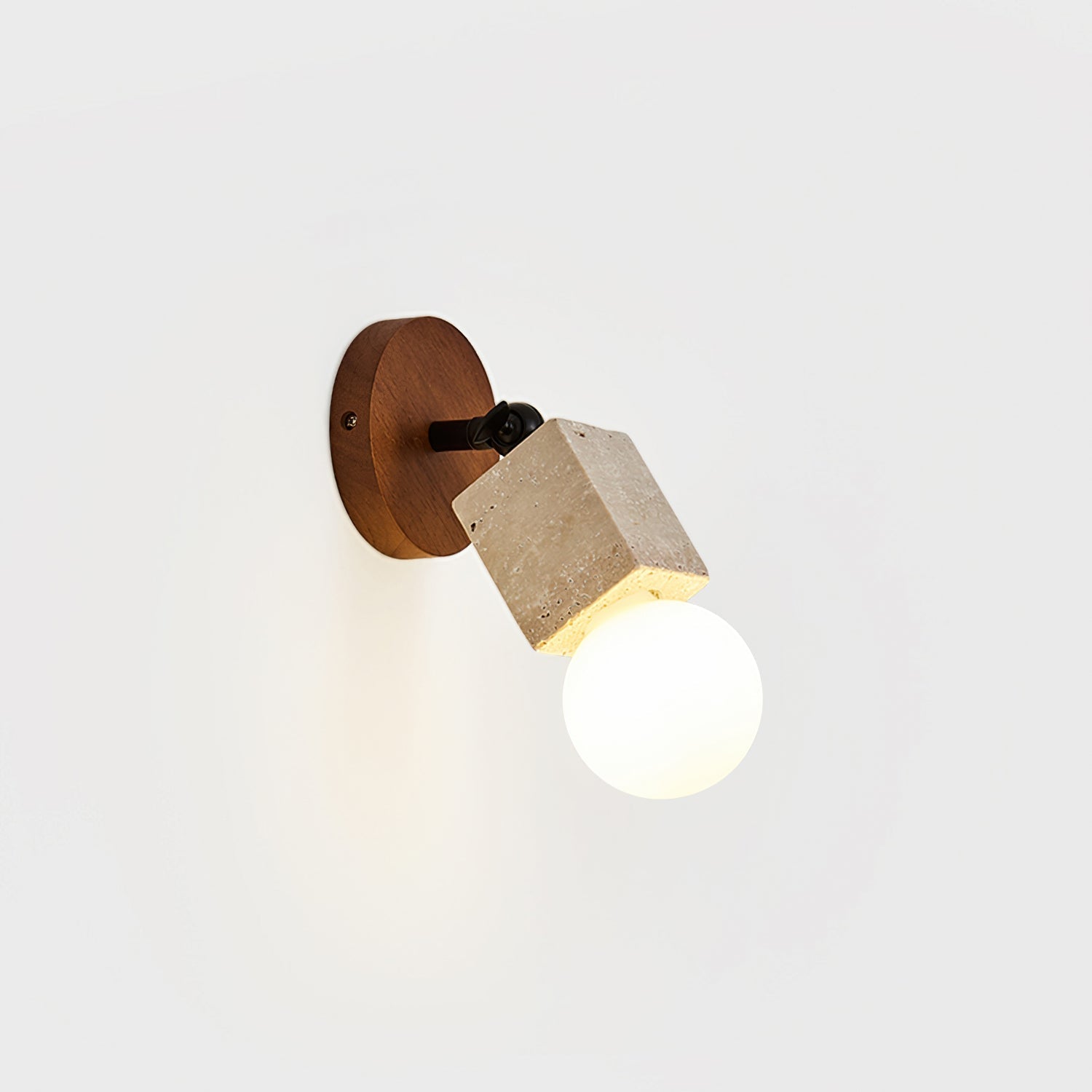 Ritta Cute Travertine Wall Lamp Wood Plate