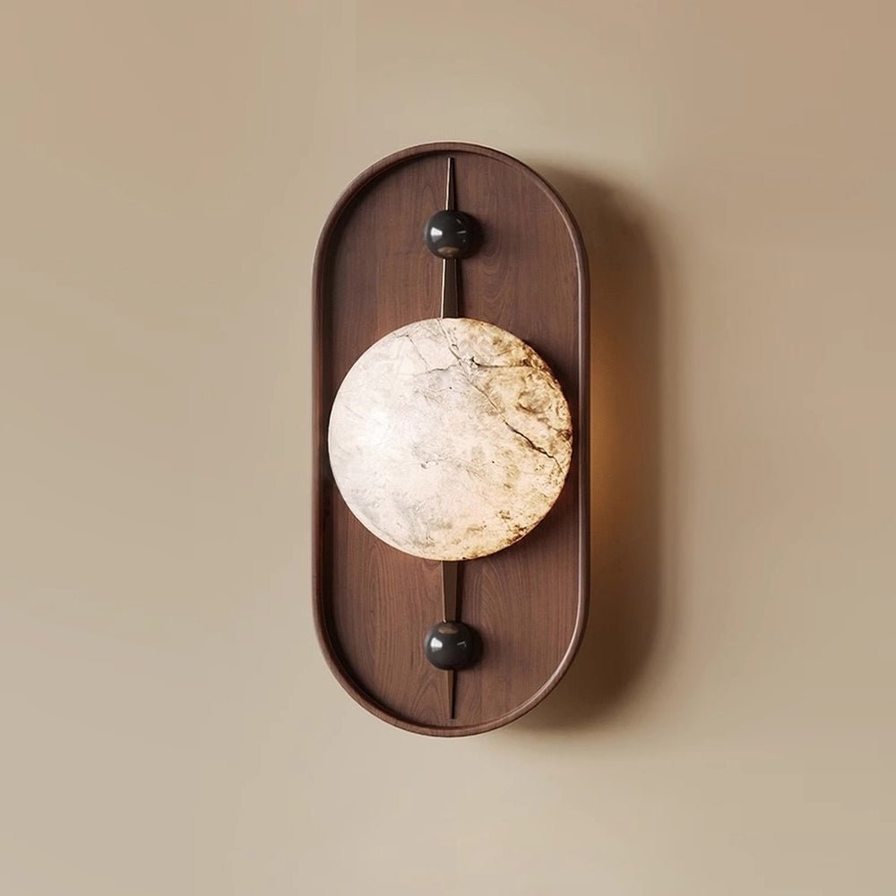 Lyvaran Oval Alabaster Wood Wall Light-Neutral Decor
