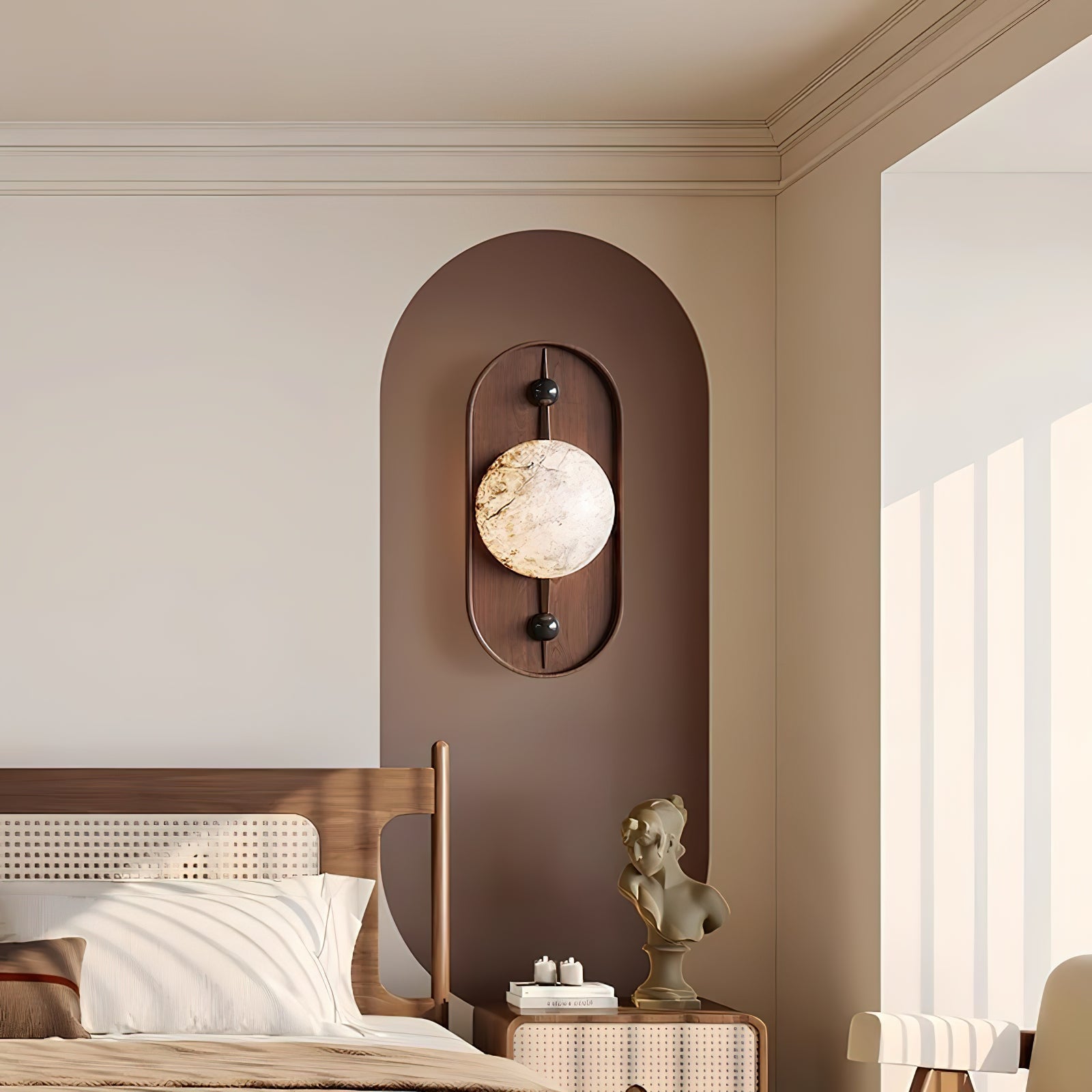Livenq Orb Alabaster Wall Light-Neutral Decor