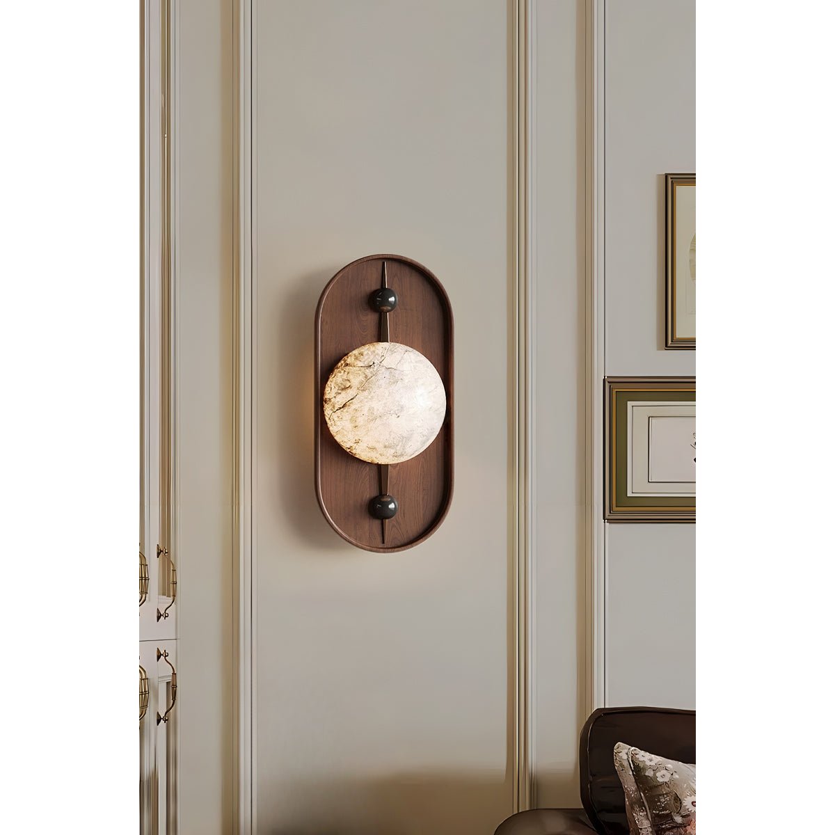 Lyvaran Oval Alabaster Wood Wall Light-Neutral Decor