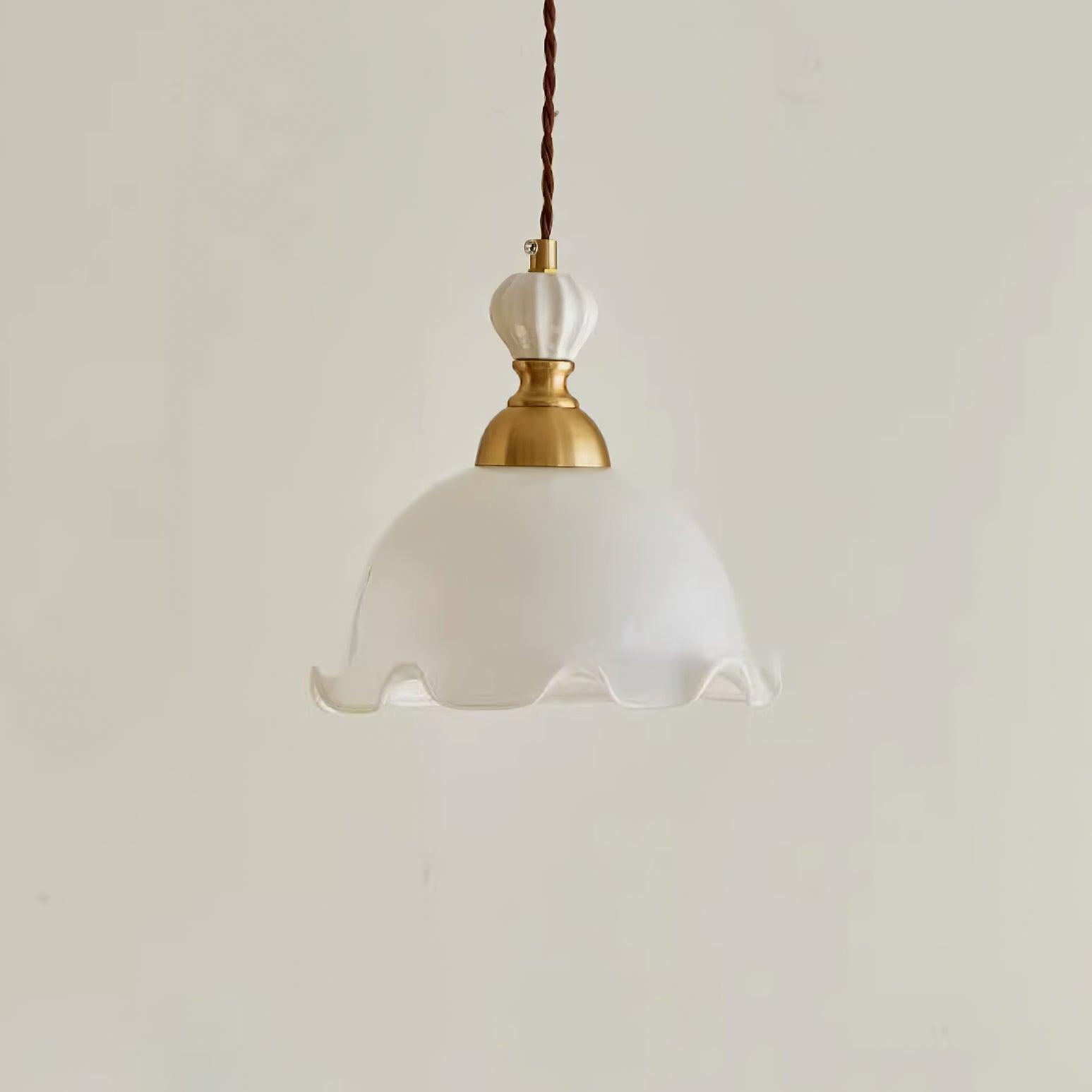 Pendant Lamp Wavy Edge Glass Shade Soft Glow Vintage Romantic