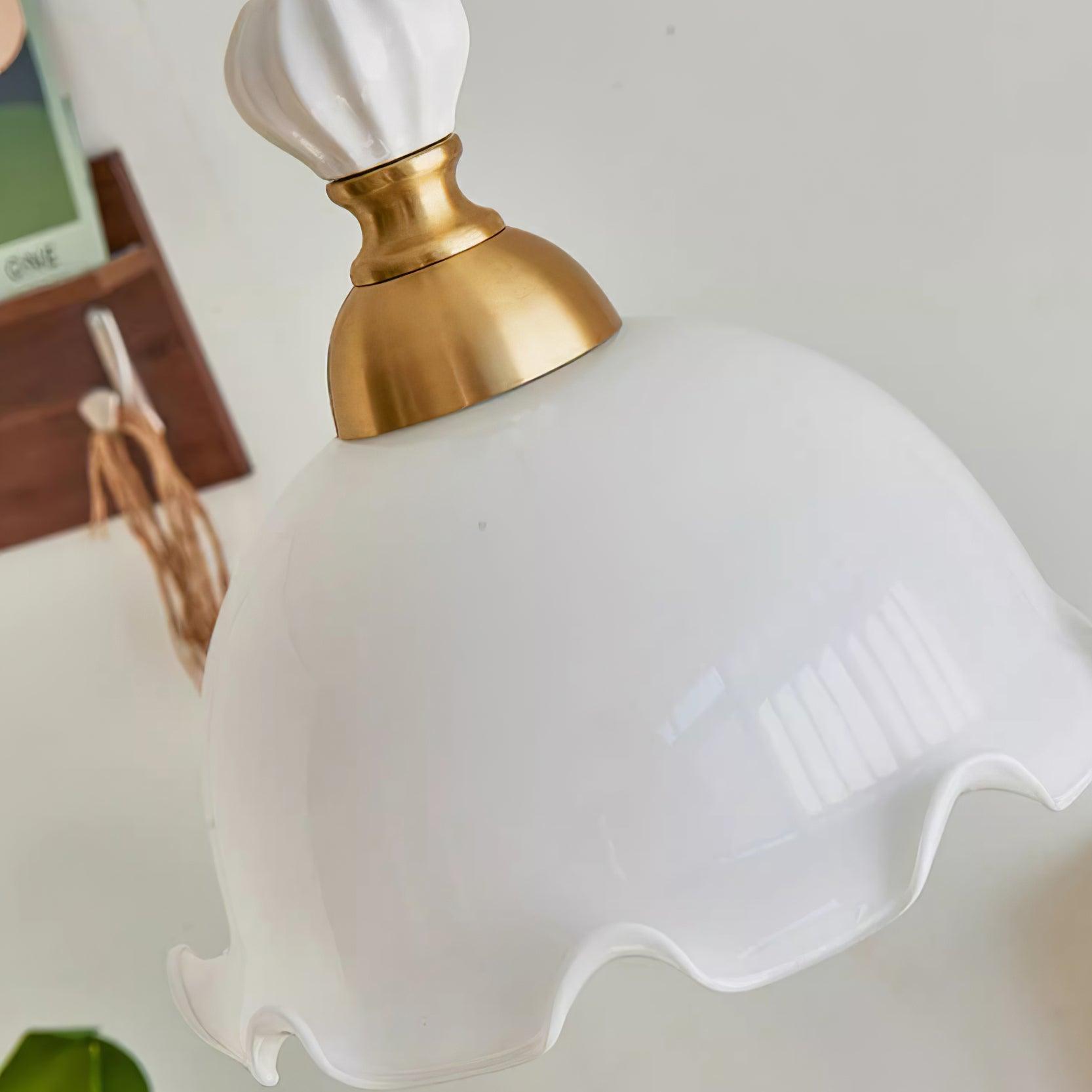 Pendant Lamp Wavy Edge Glass Shade Soft Glow Vintage Romantic