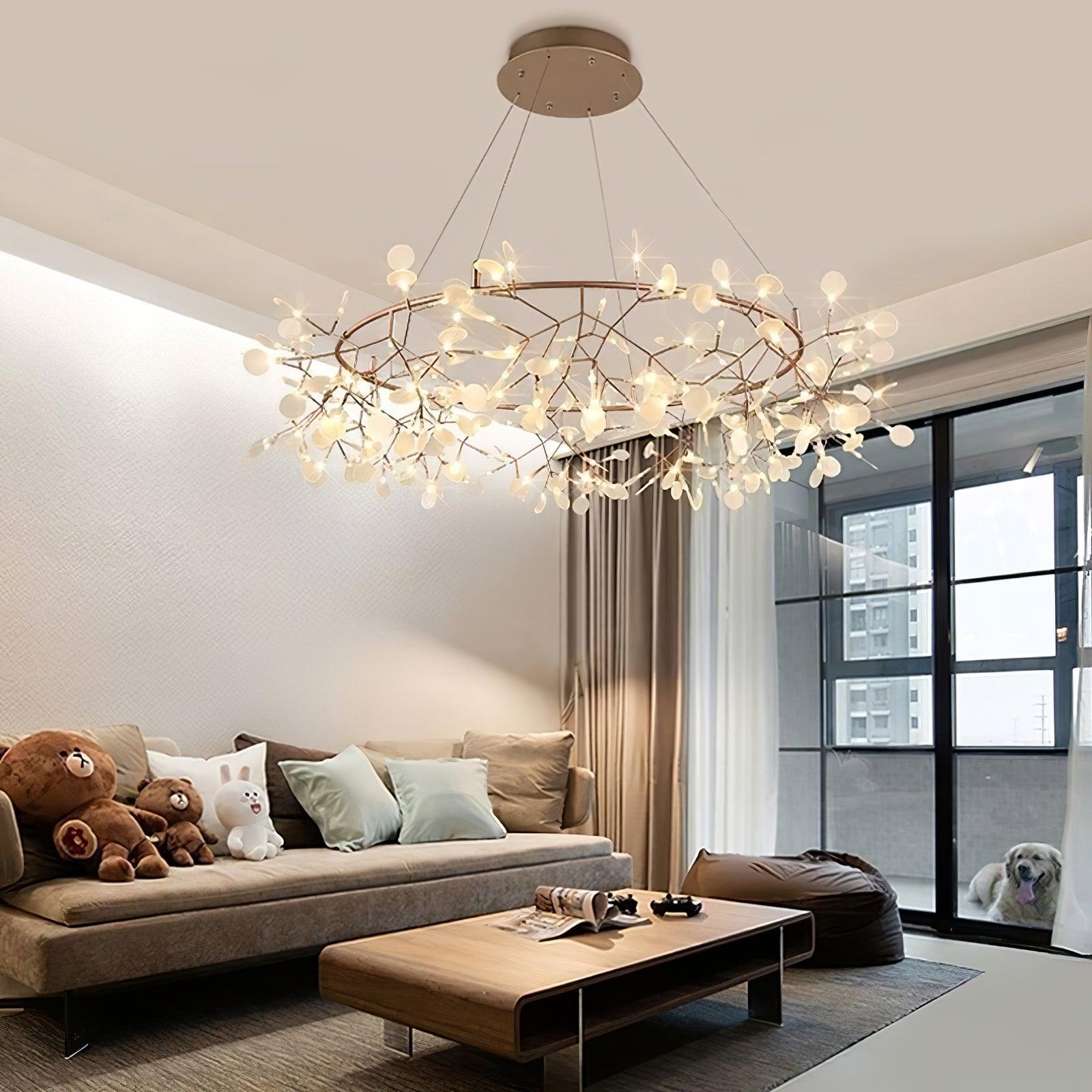 Olivia Unique Round Sputnik Art Deco Firefly Chandelier, Living Room/ Bedroom - Neutralighting