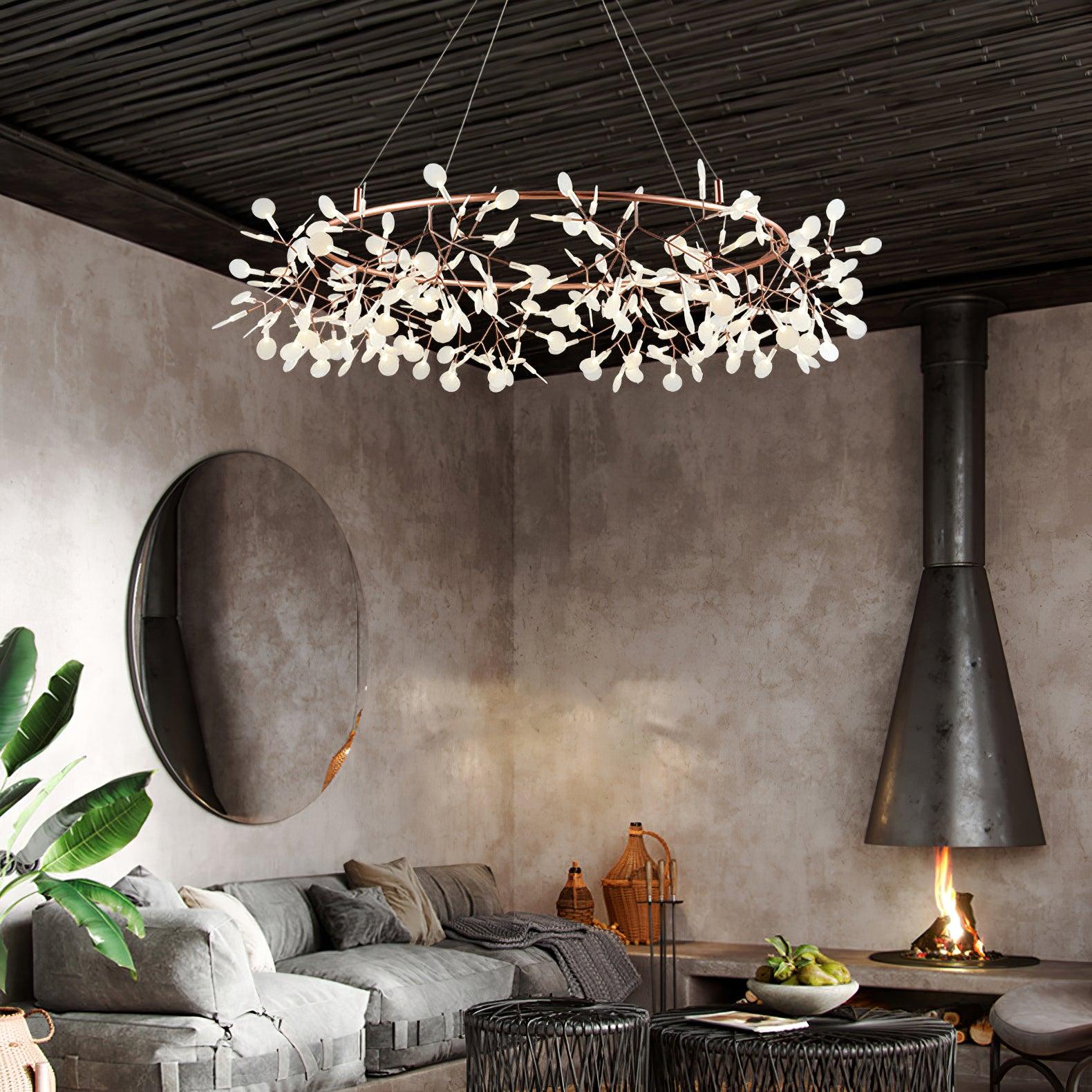 Olivia Unique Round Sputnik Art Deco Firefly Chandelier, Living Room/ Bedroom - Neutralighting