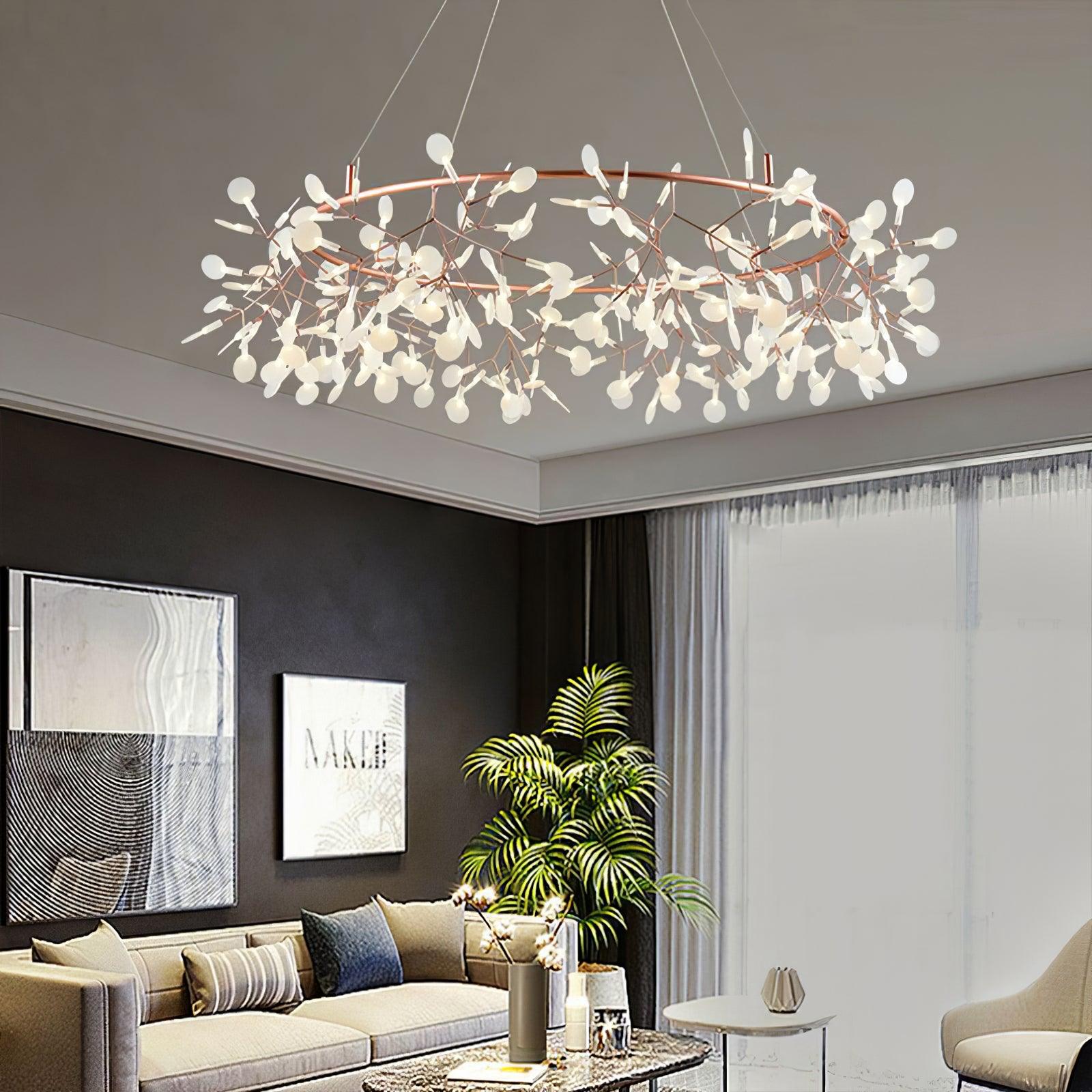 Olivia Unique Round Sputnik Art Deco Firefly Chandelier, Living Room/ Bedroom - Neutralighting