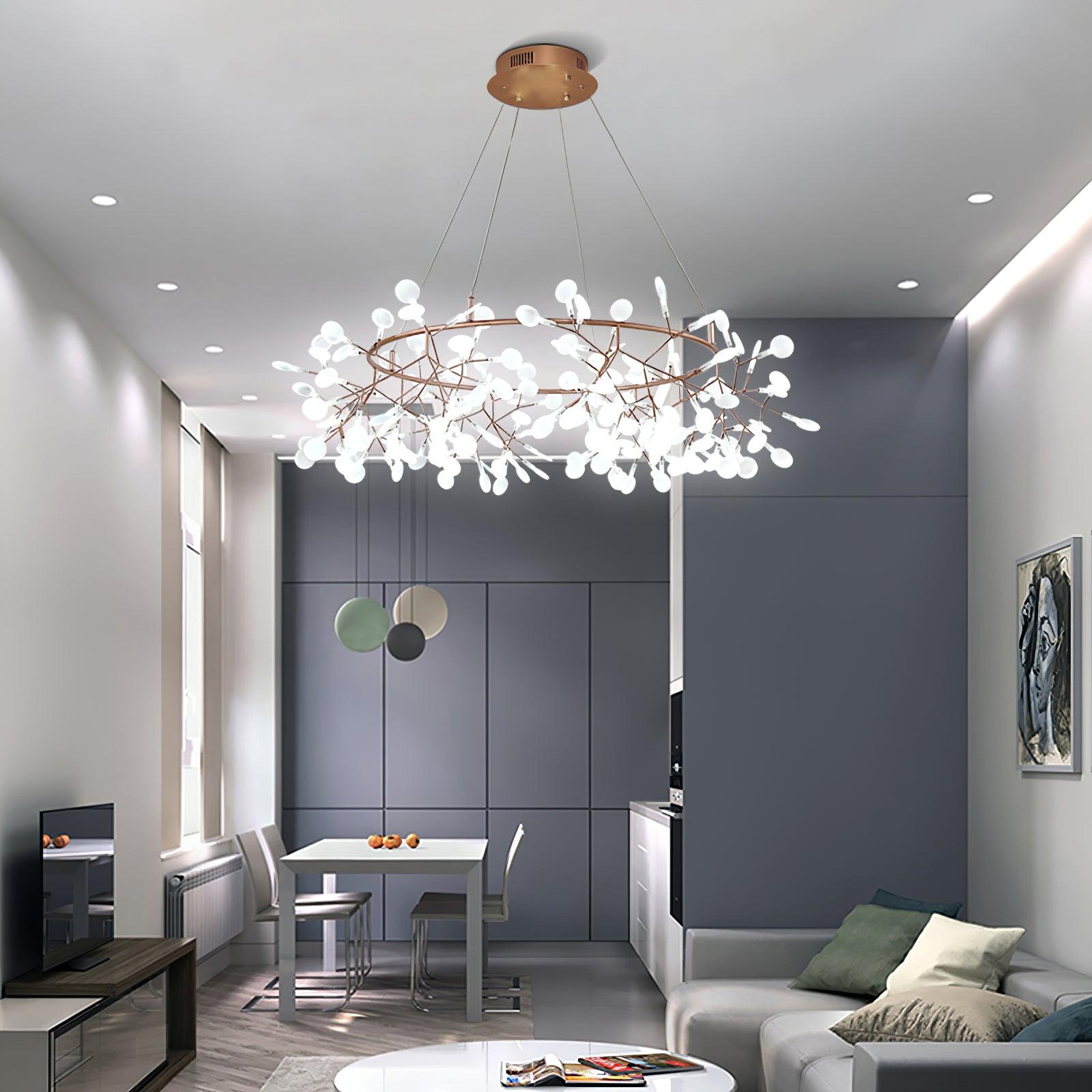 Olivia Unique Round Sputnik Art Deco Firefly Chandelier, Living Room/ Bedroom - Neutralighting