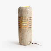 Aursolila Cylindrical Travertine Table Lamp-Neutral Decor