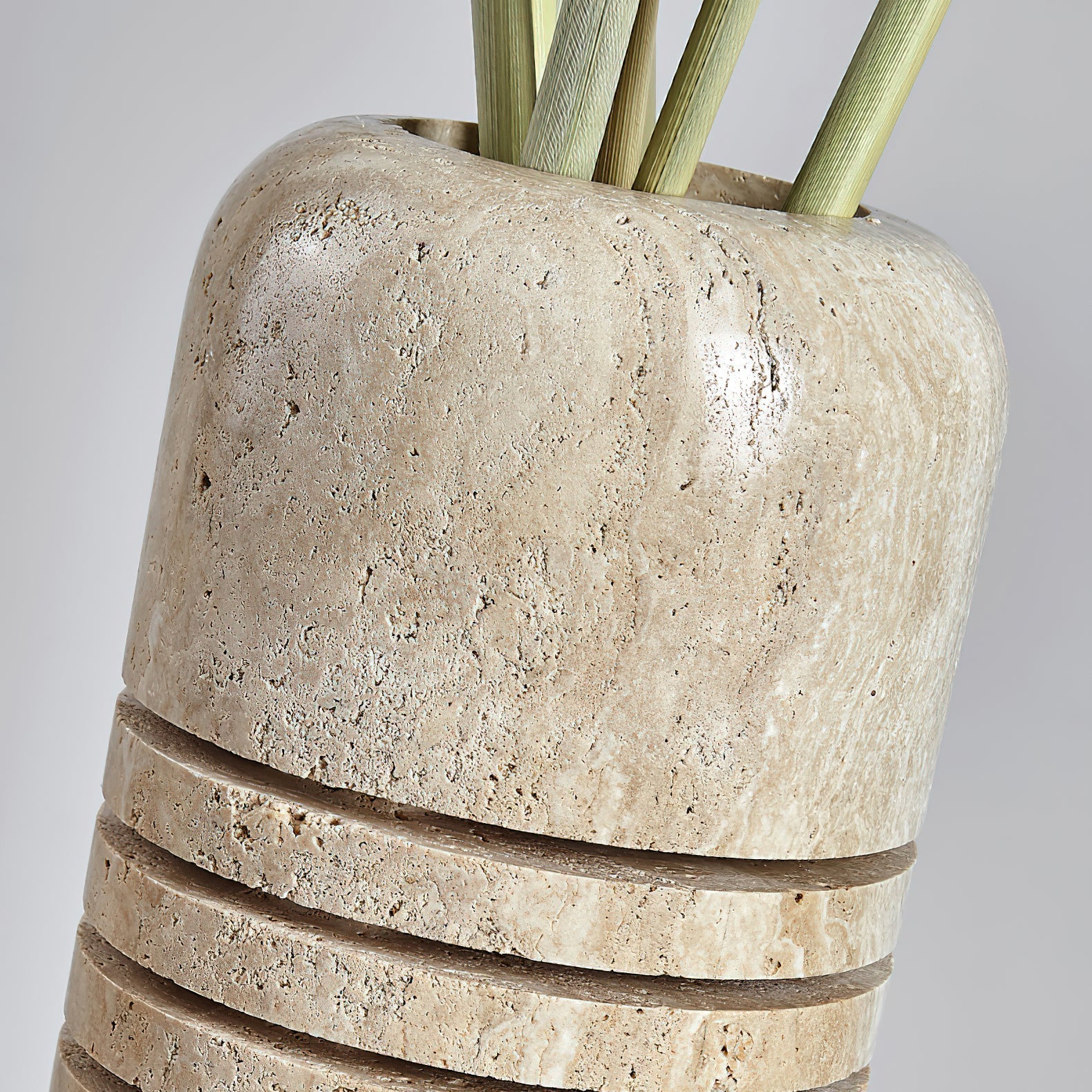 Aursolila Cylindrical Travertine Table Lamp-Neutral Decor