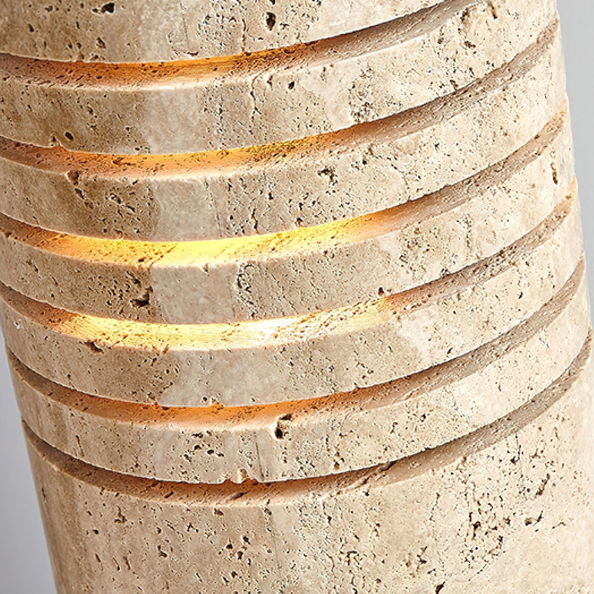 Aursolila Cylindrical Travertine Table Lamp-Neutral Decor