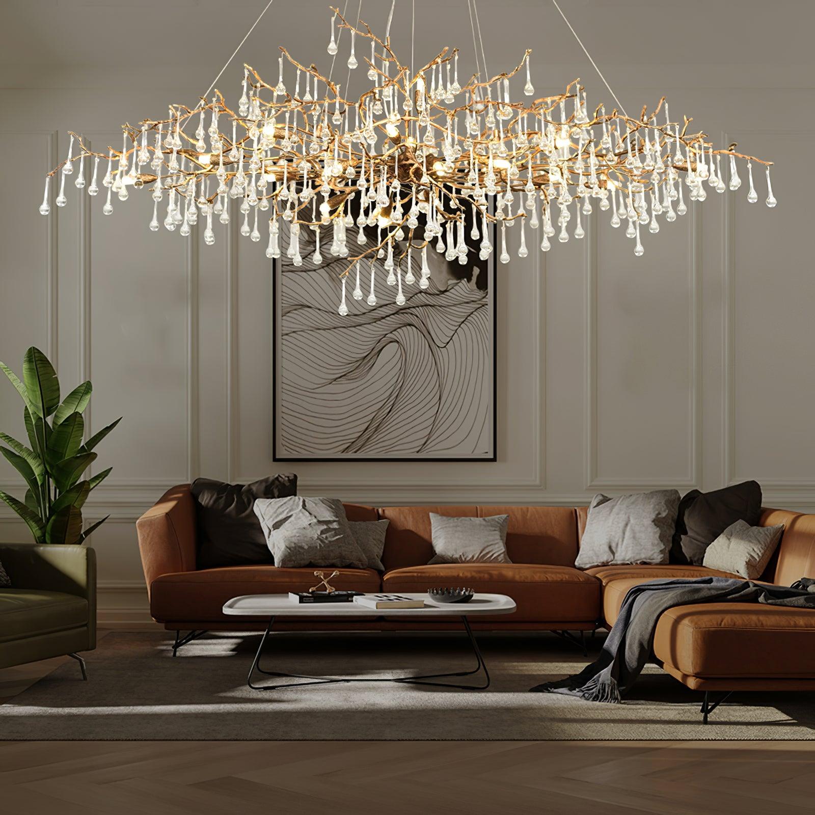 Lustra Chandelier Brass Crystal Branch-Neutral Decor