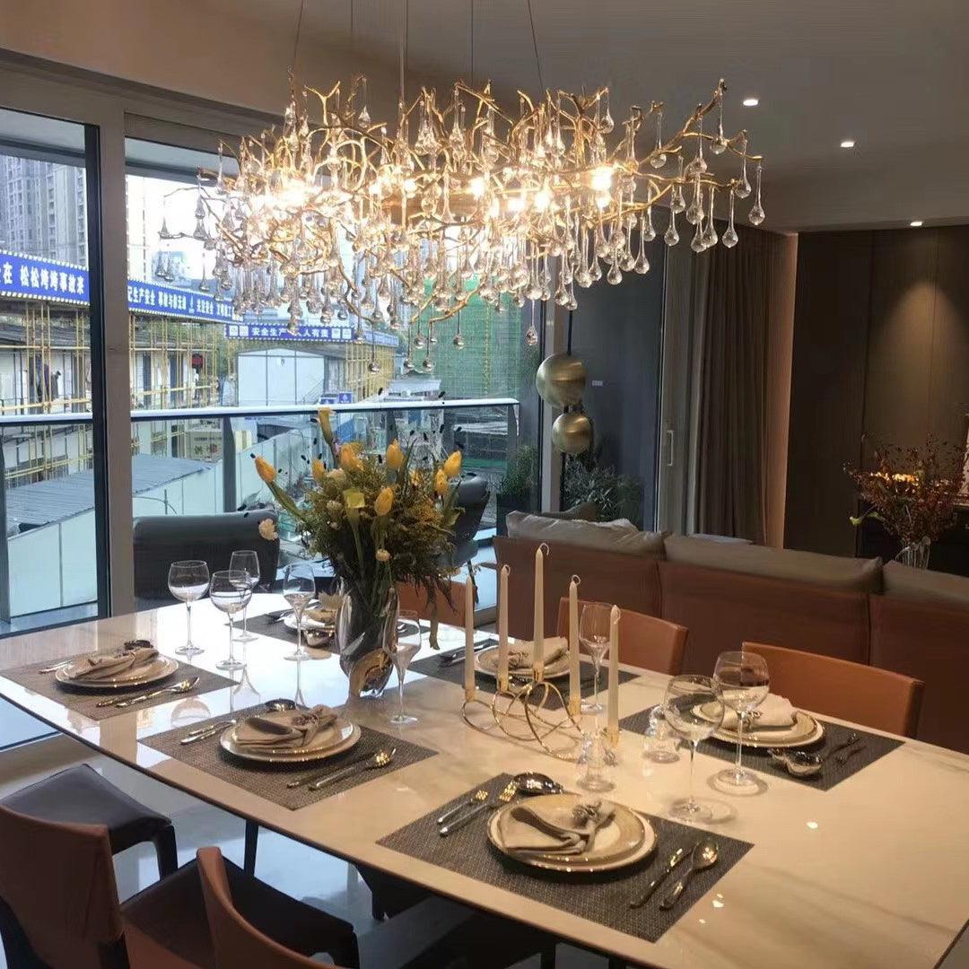 Lustra Chandelier Brass Crystal Branch-Neutral Decor