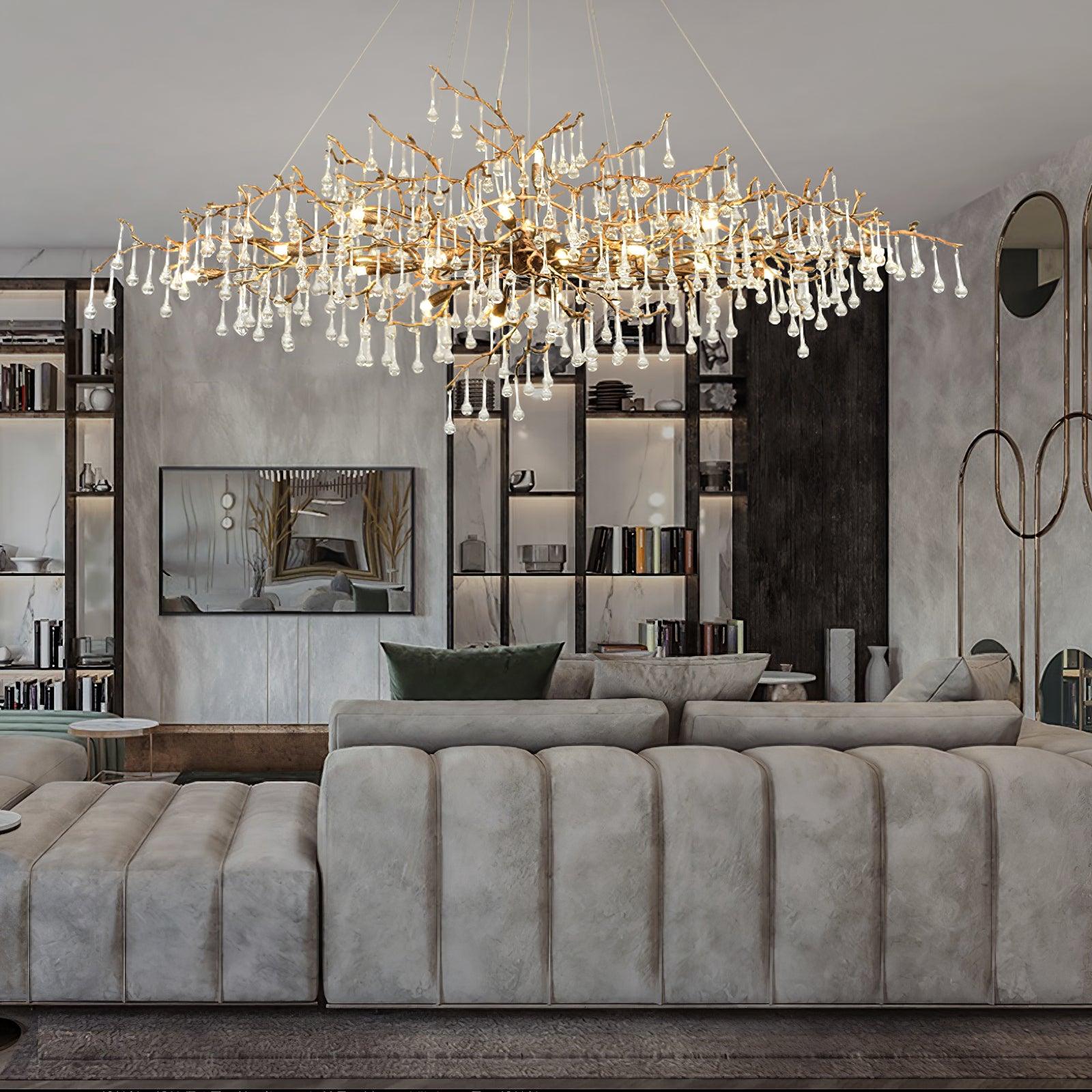 Lustra Chandelier Brass Crystal Branch-Neutral Decor