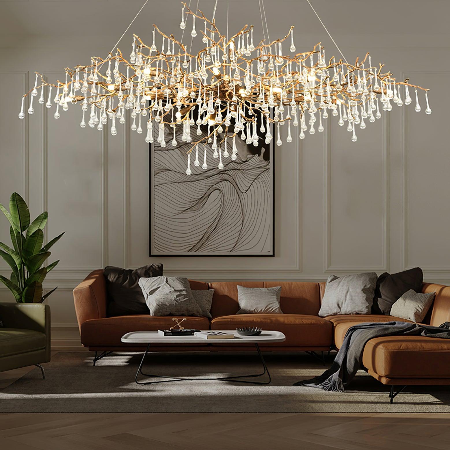 Lustra Chandelier Brass Crystal Branch-Neutral Decor