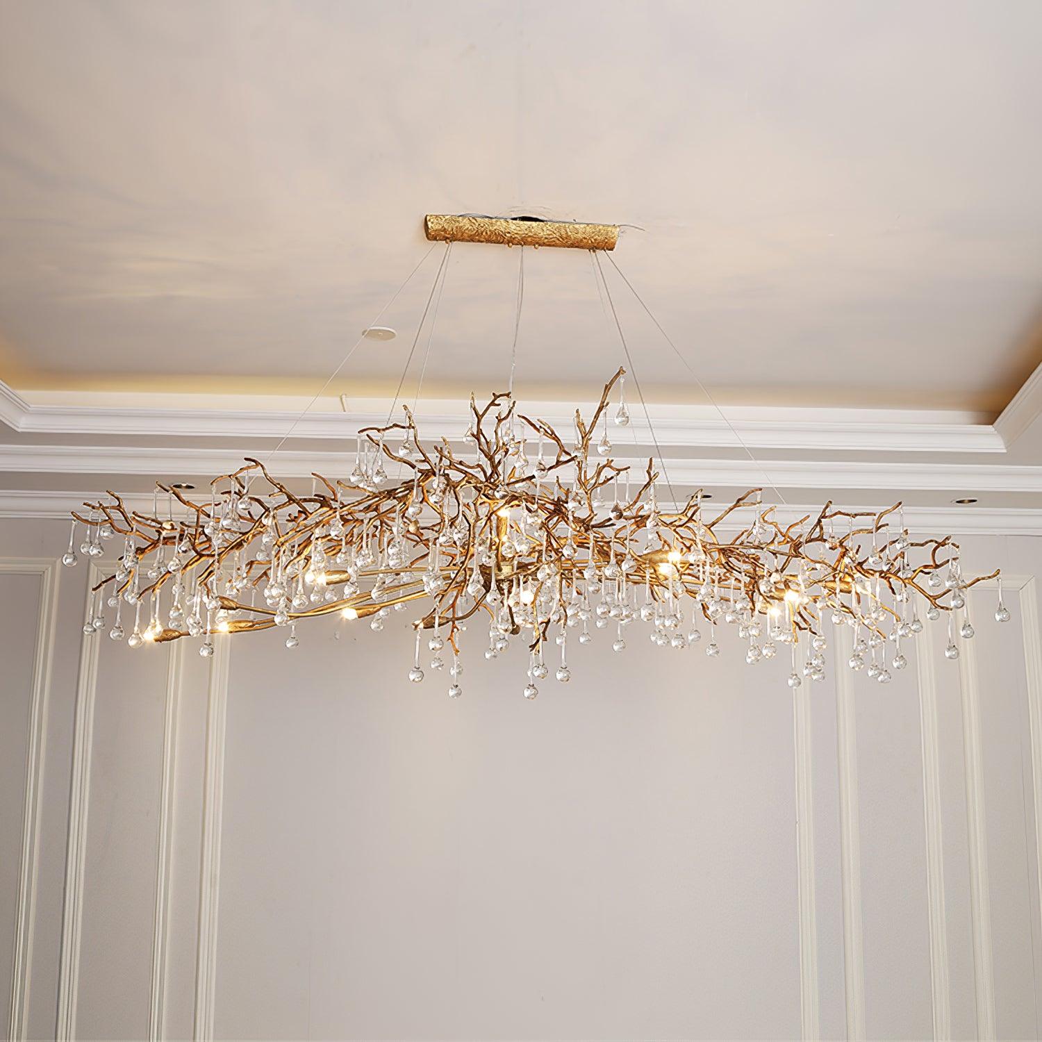 Lustra Chandelier Brass Crystal Branch-Neutral Decor