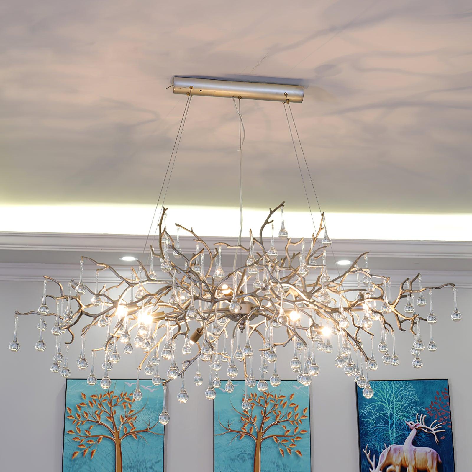 Lustra Chandelier Brass Crystal Branch-Neutral Decor