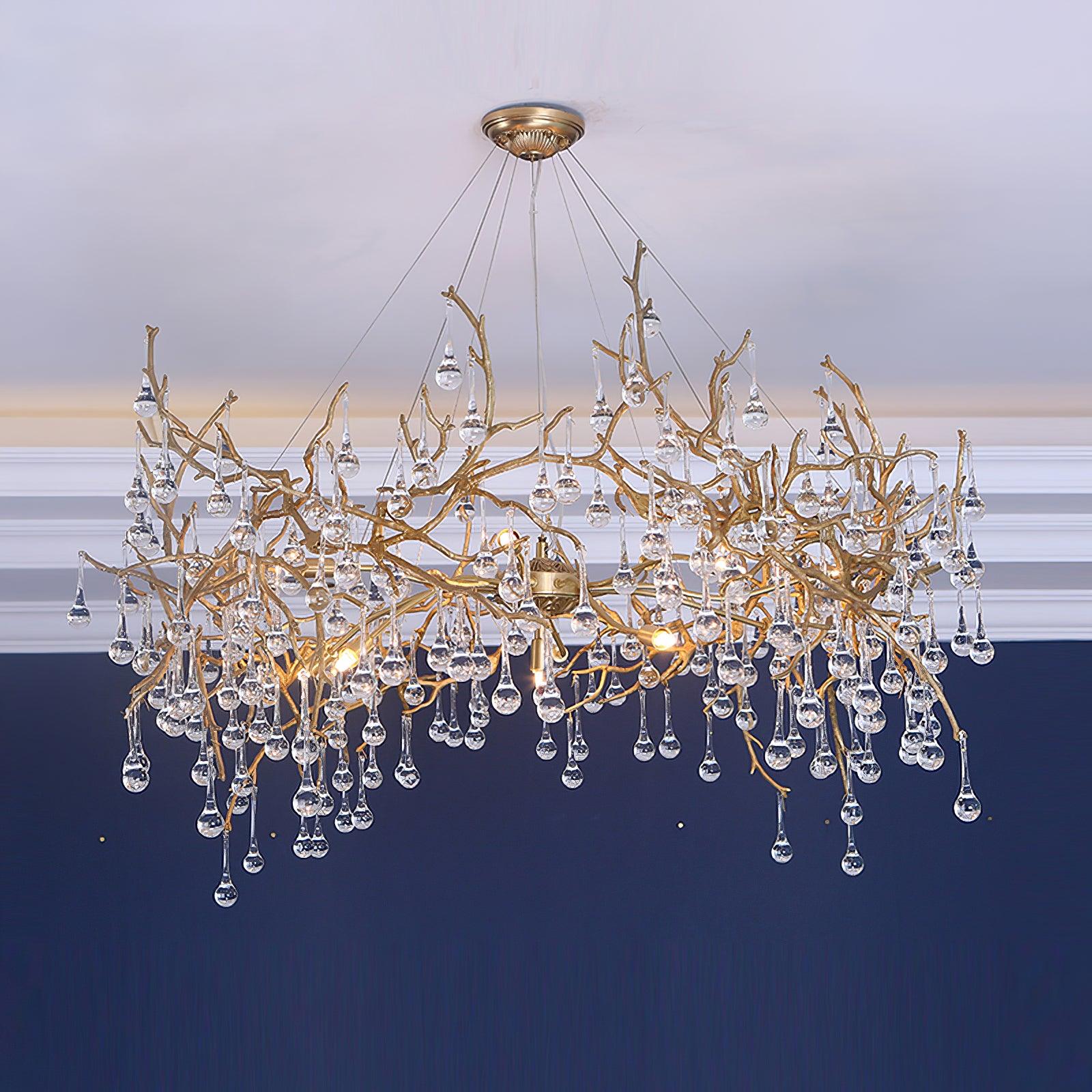 Lustra Chandelier Brass Crystal Branch-Neutral Decor