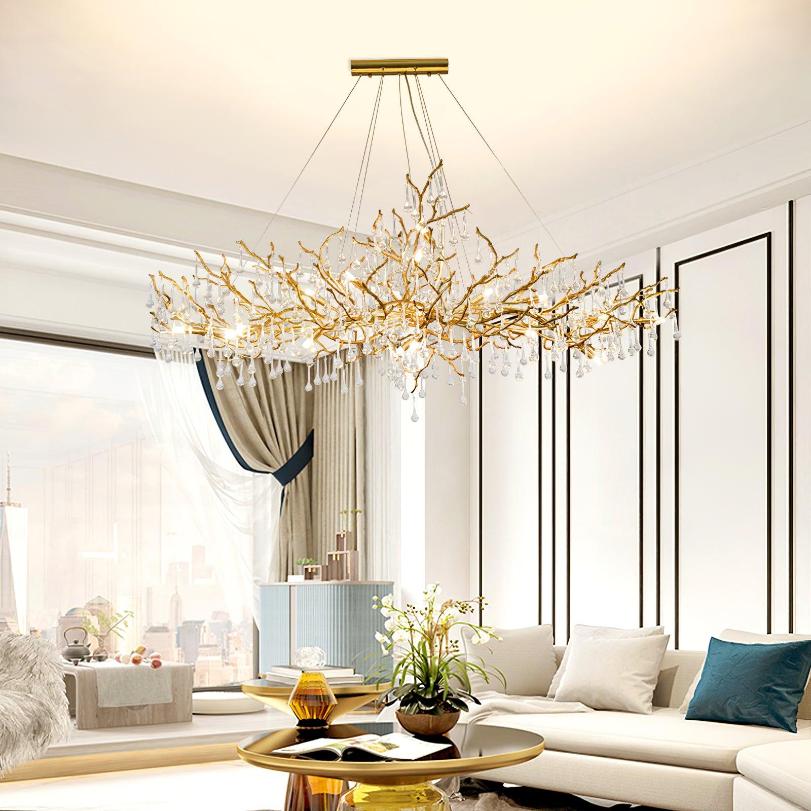 Lustra Chandelier Brass Crystal Branch-Neutral Decor